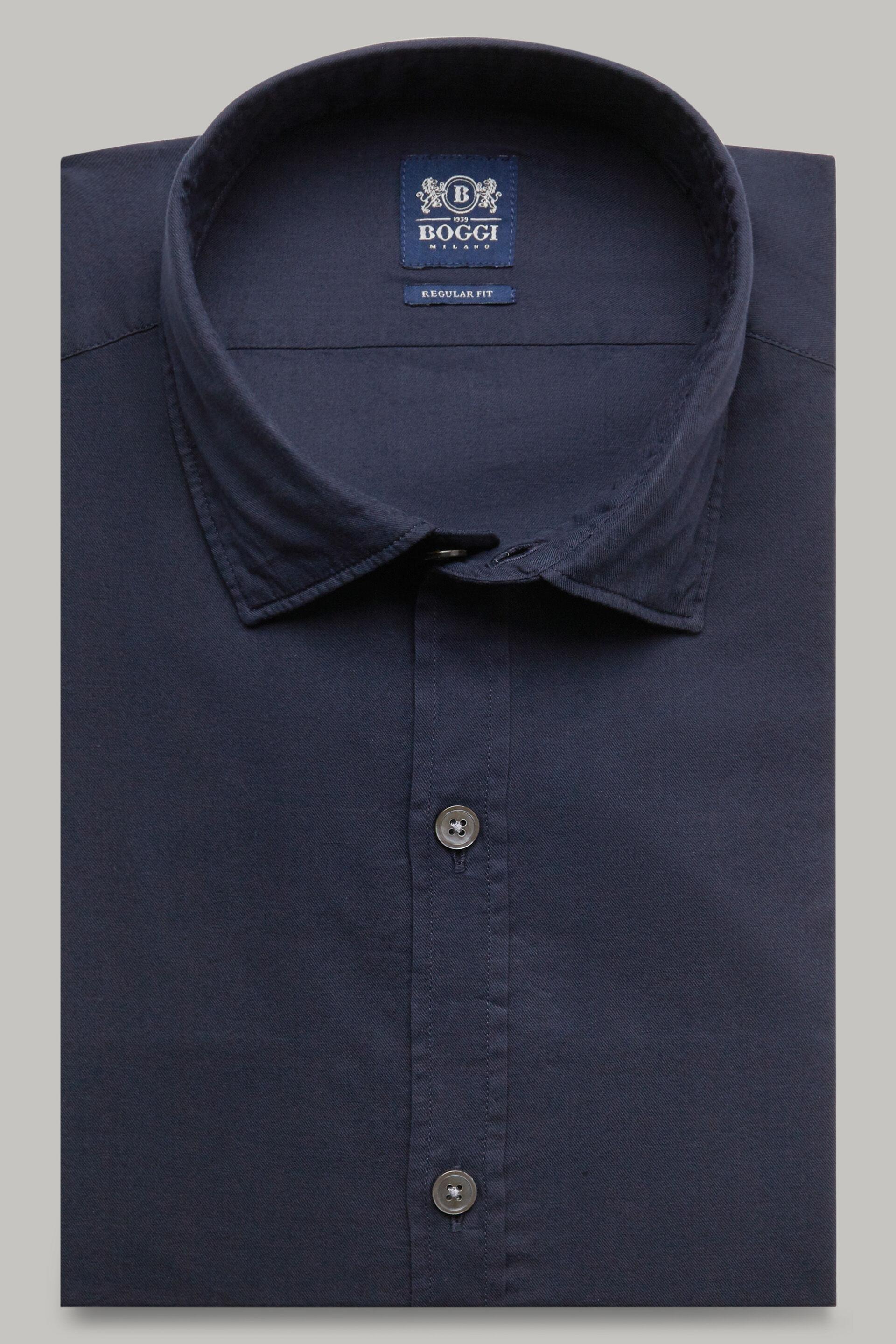 Navy Garment-Dyed Cotton Shirt, Navy blue, large image number 1