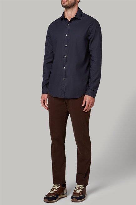 Navy Garment-Dyed Cotton Shirt, Navy blue, large image number 2