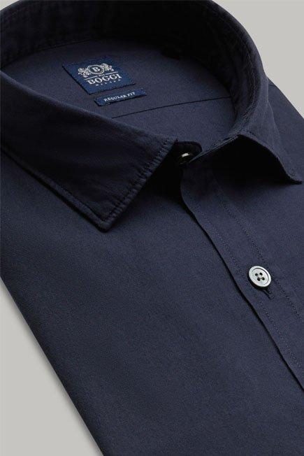 Navy Garment-Dyed Cotton Shirt, Navy blue, large image number 4