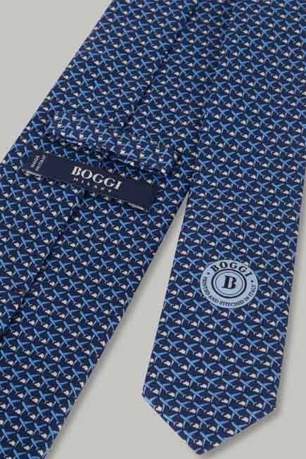 Blue Silk Aeroplane Tie For Men, , large image number 1