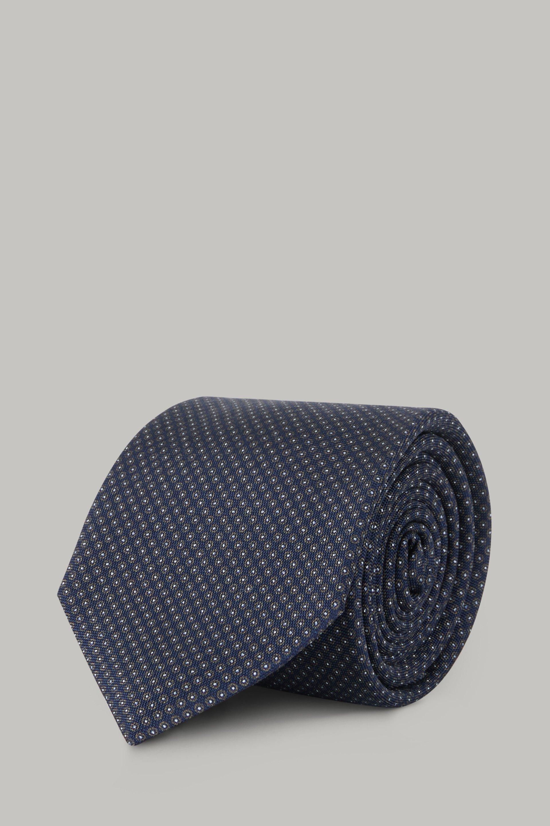 Blue Micro Patterned Silk Tie For Men, , large image number 0