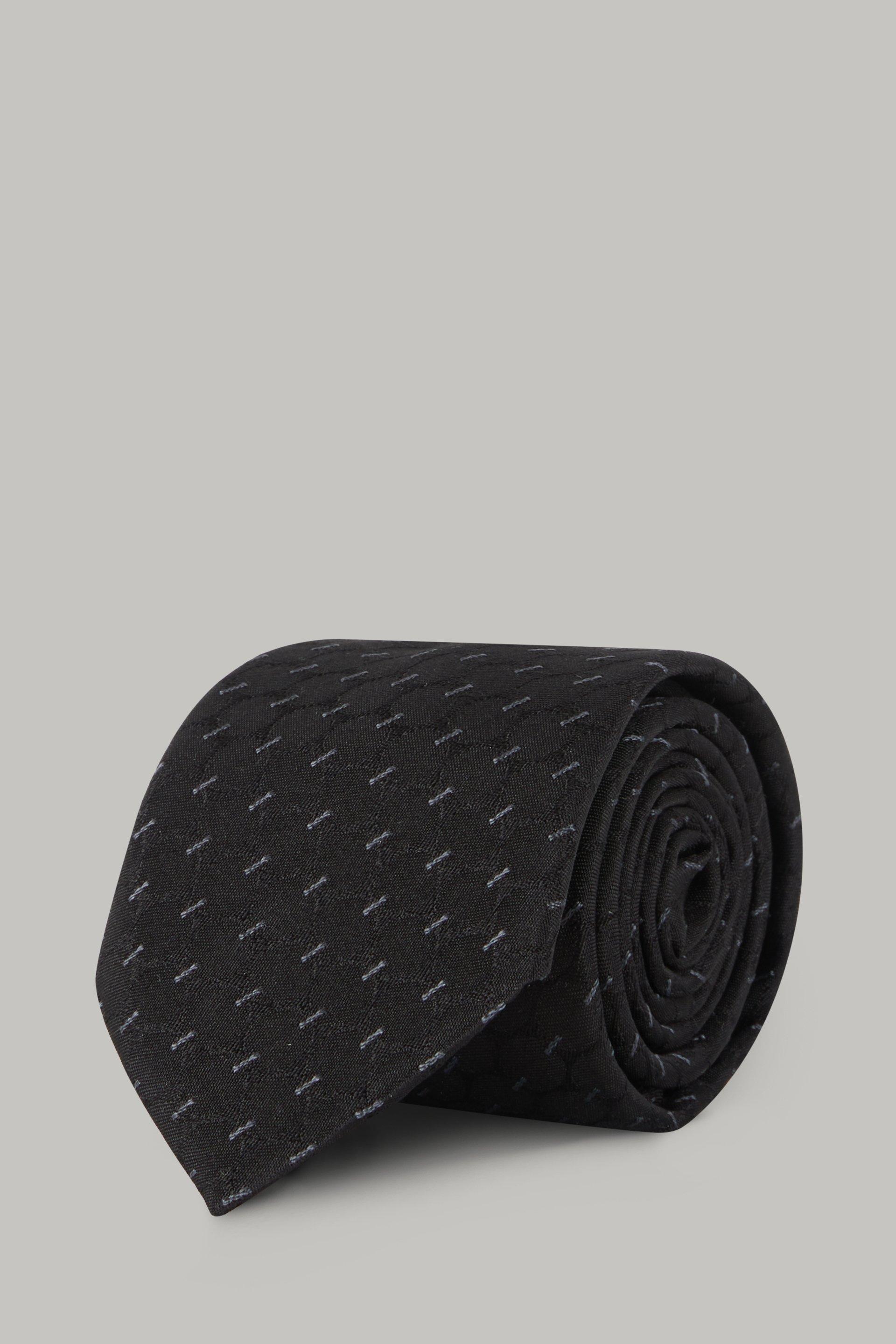 Black Polka Dot Silk Tie For Men, , large image number 0