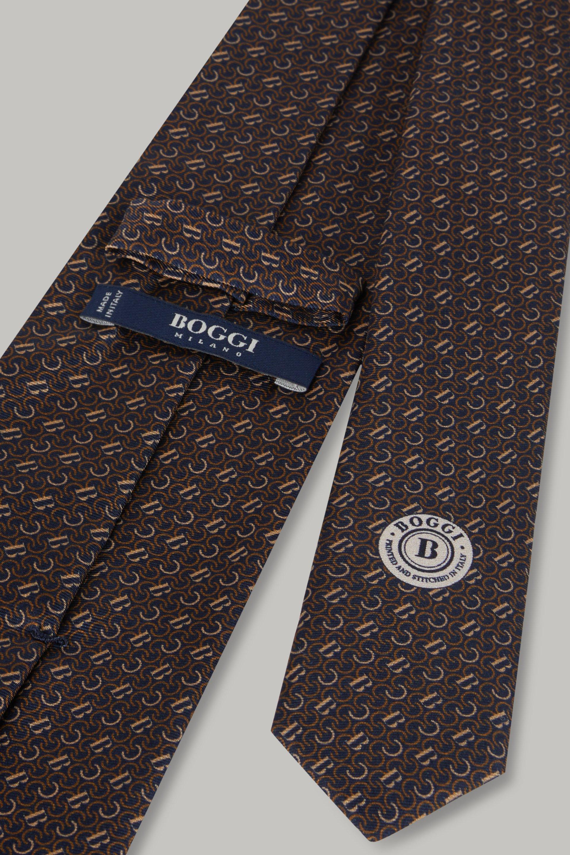 Blue Silk Logo Tie For Men, , large image number 1