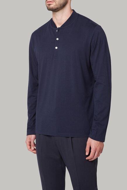تي شيرت قطن كحلي بأكمام طويلة للرجال - عادي, 3901_NAVY, large image number 0
