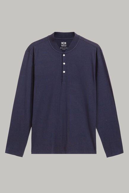 تي شيرت قطن كحلي بأكمام طويلة للرجال - عادي, 3901_NAVY, large image number 5