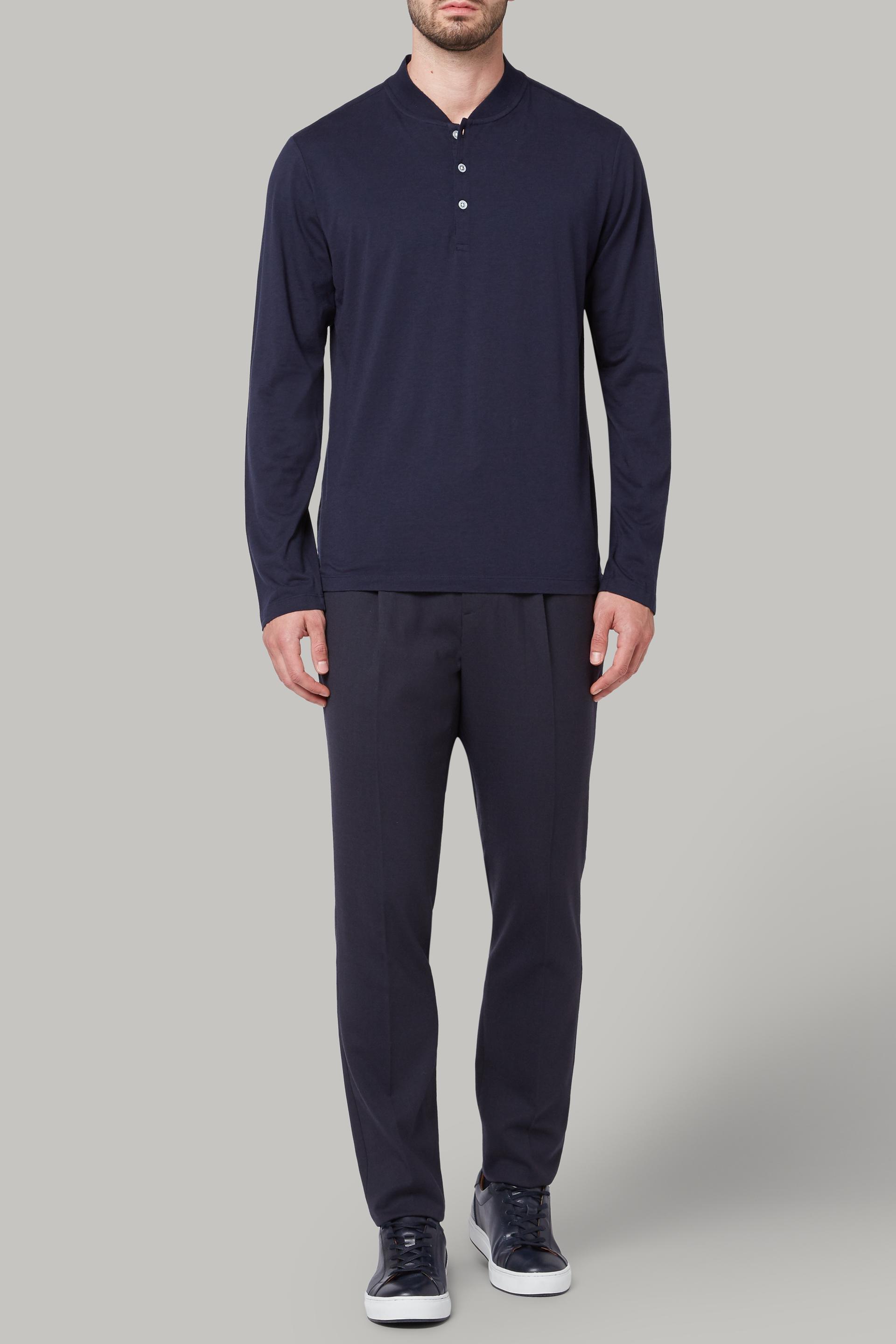 تي شيرت قطن كحلي بأكمام طويلة للرجال - عادي, 3901_NAVY, large image number 7