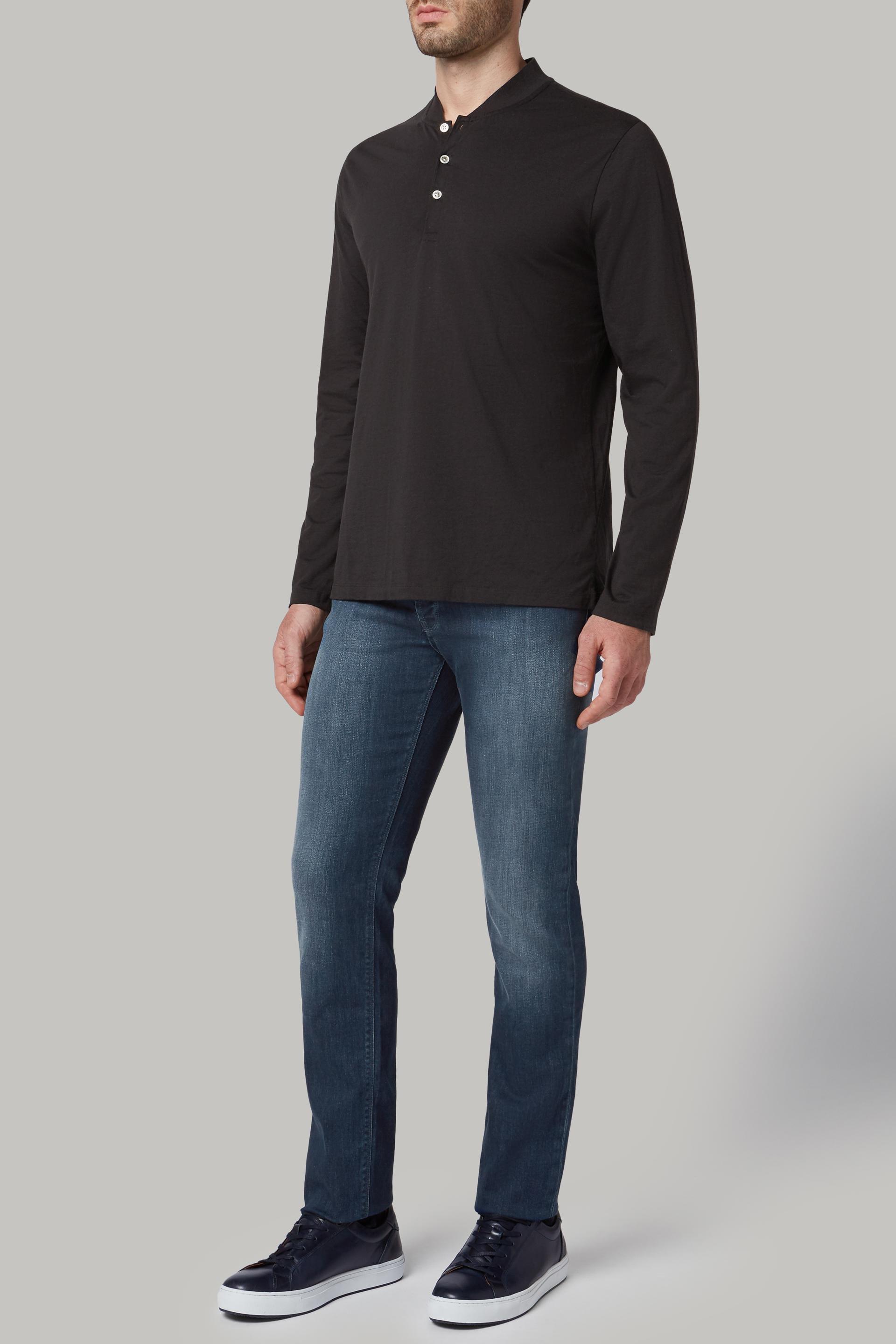 تي شيرت قطن جيرسيه أسود بأكمام طويلة للرجال - عادي, 3901_NERO, large image number 1