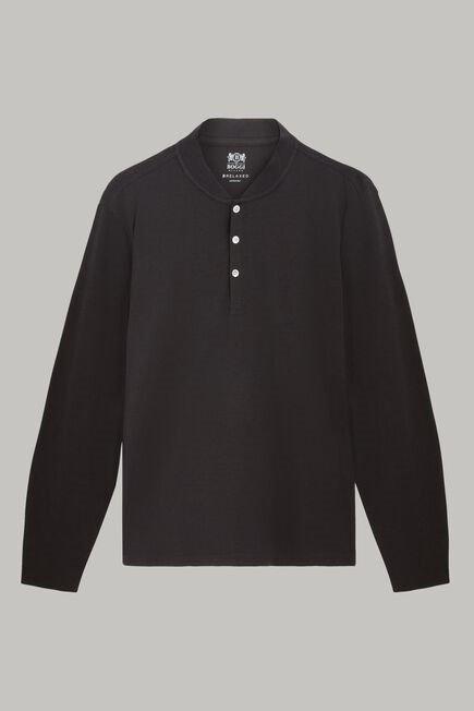 تي شيرت قطن جيرسيه أسود بأكمام طويلة للرجال - عادي, 3901_NERO, large image number 2