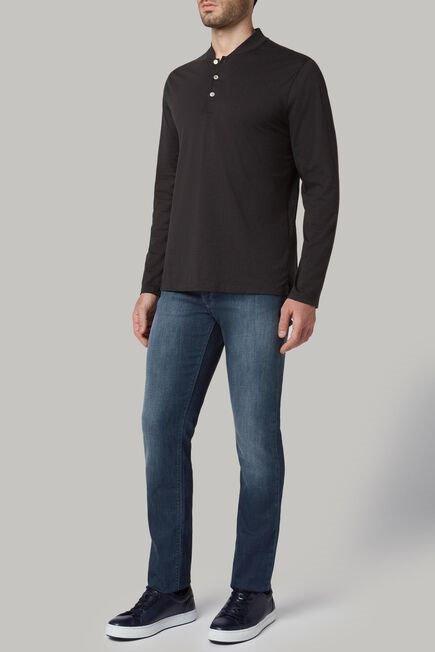 تي شيرت قطن جيرسيه أسود بأكمام طويلة للرجال - عادي, 3901_NERO, large image number 4