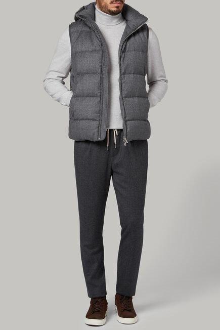 Grey Down-Filled Wool Gilet With Hood For Men, , large image number 2