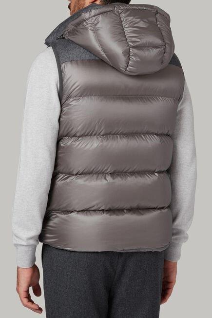 Grey Down-Filled Wool Gilet With Hood For Men, , large image number 6