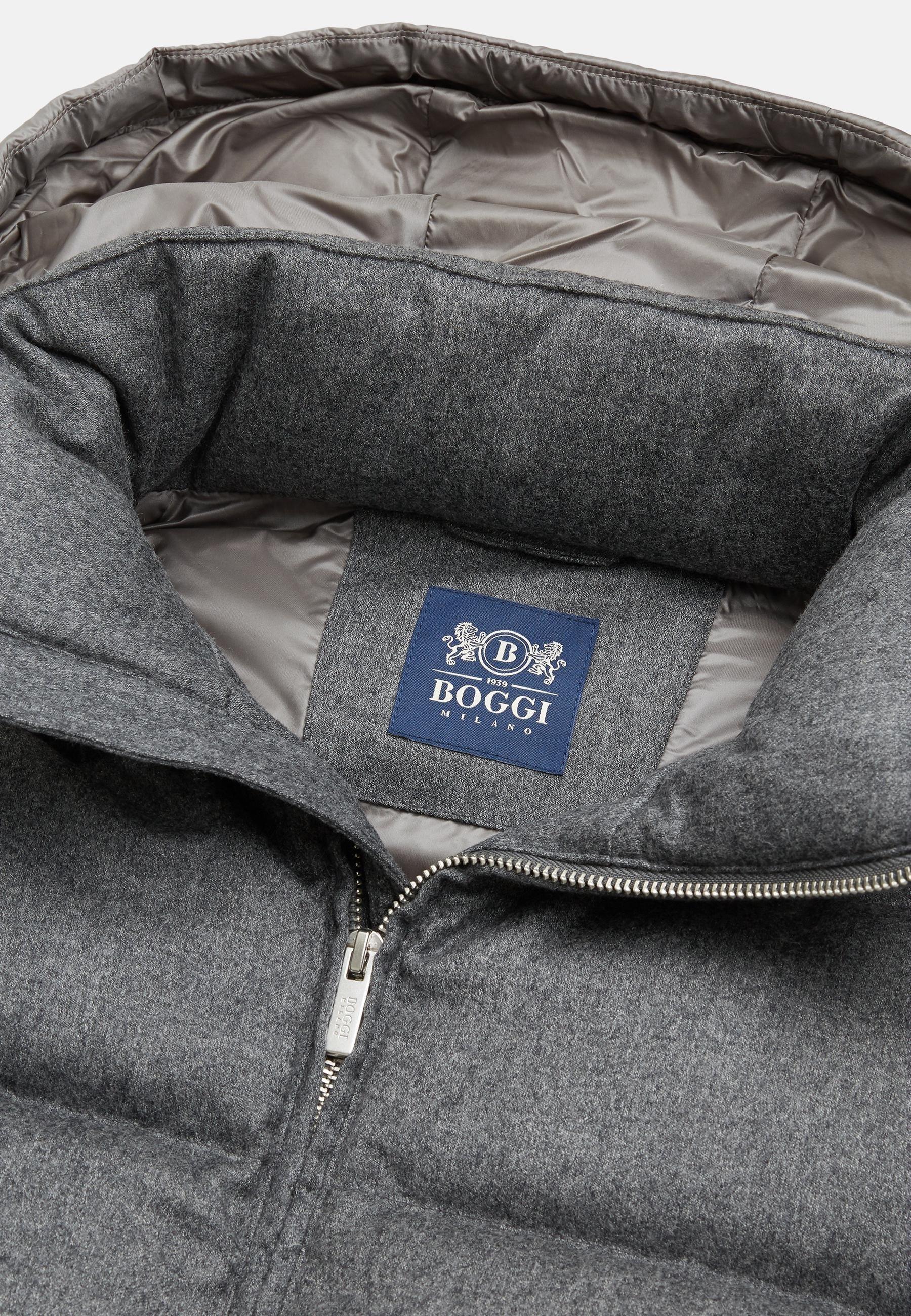 Grey Down-Filled Wool Gilet With Hood For Men, , large image number 7