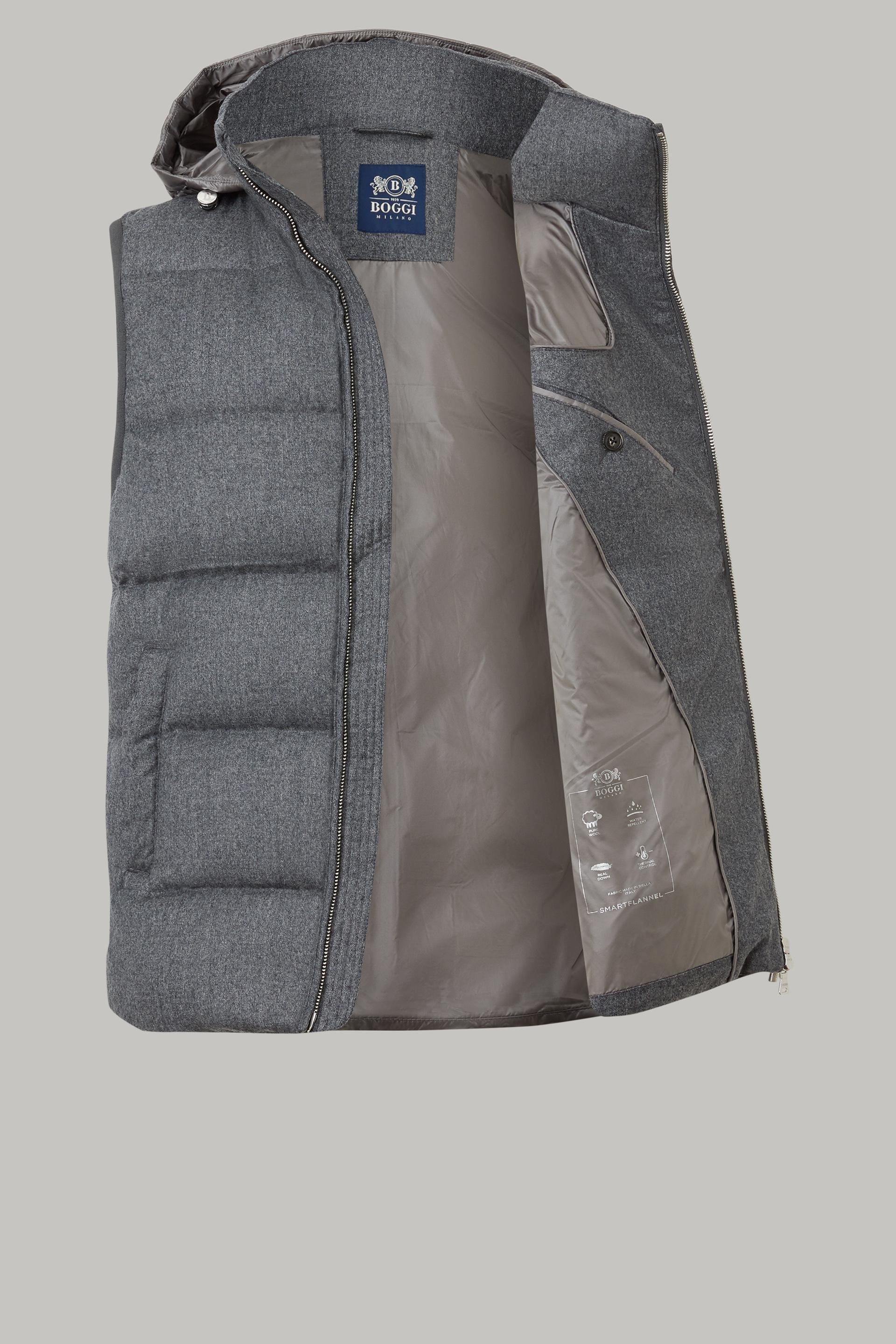 Grey Down-Filled Wool Gilet With Hood For Men, , large image number 9