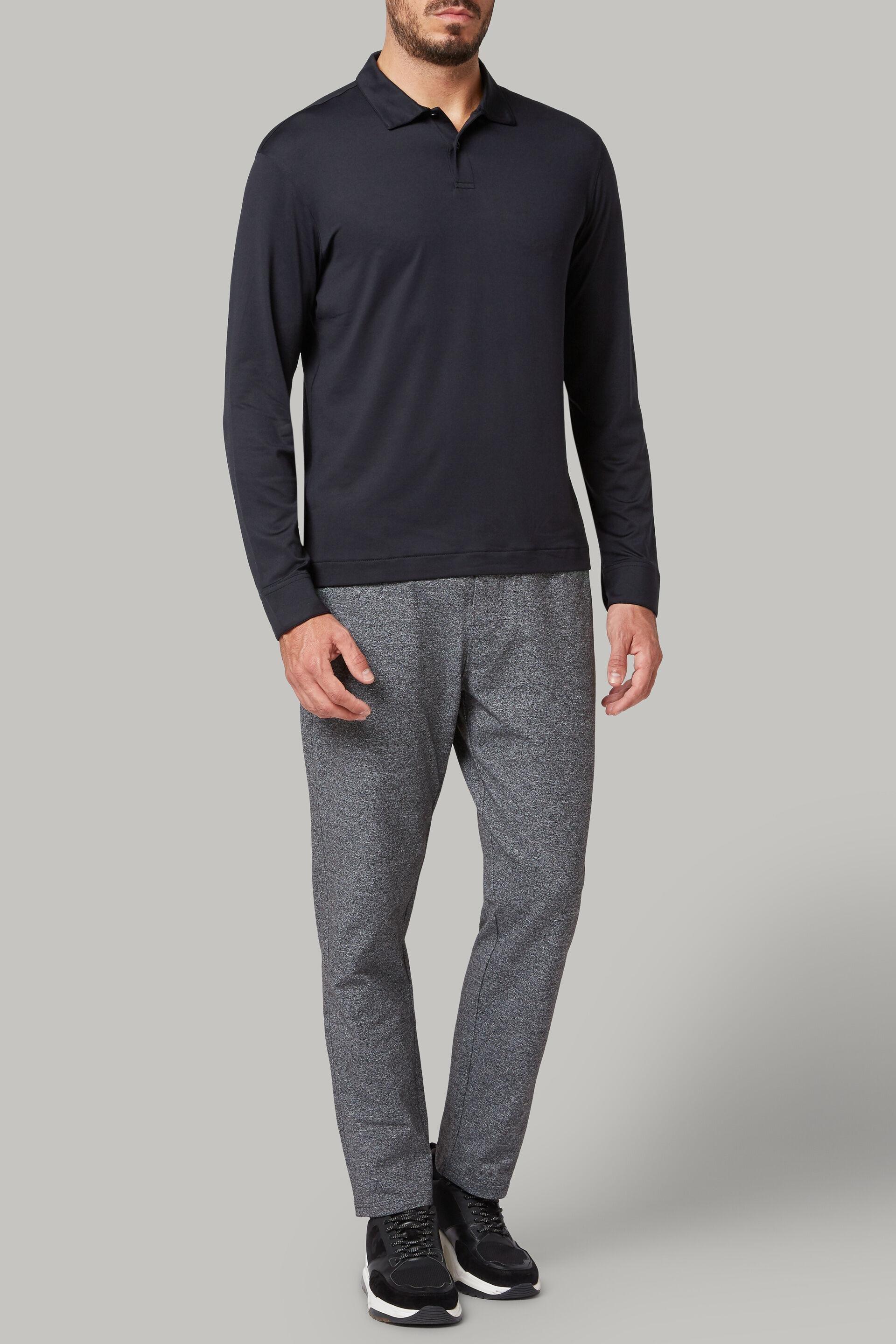 تي شيرت بولو نايلون أسود بأكمام طويلة للرجال - عادي, 3901_NERO, large image number 1