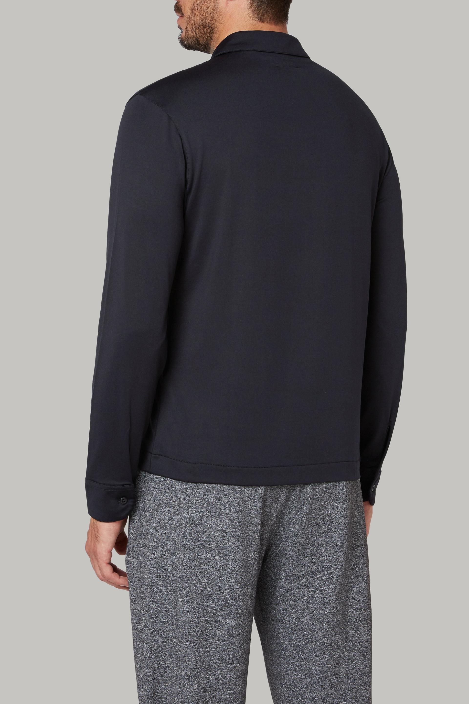 تي شيرت بولو نايلون أسود بأكمام طويلة للرجال - عادي, 3901_NERO, large image number 5