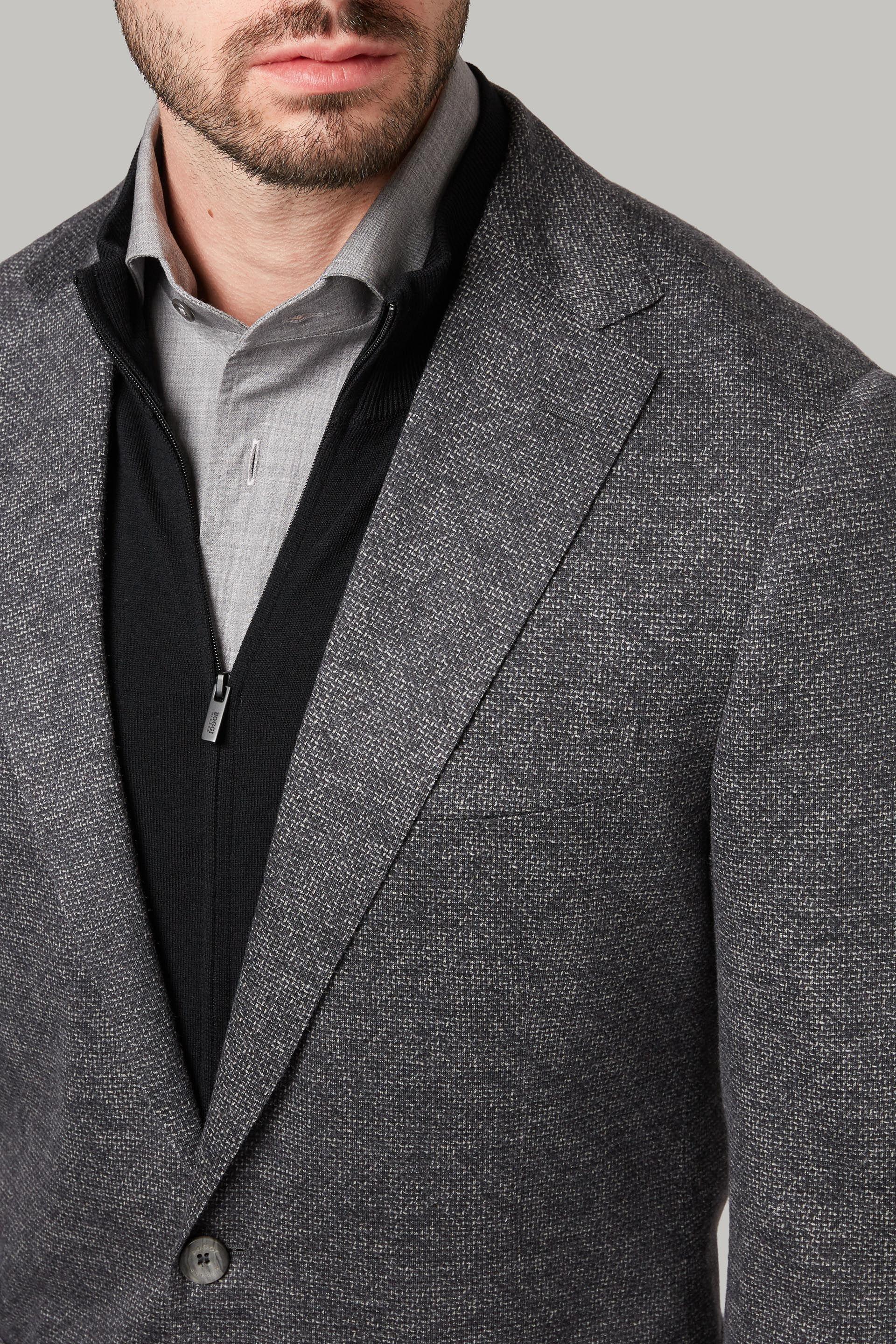 Grey Printed Wool Jersey Jacket, Grey, large image number 2