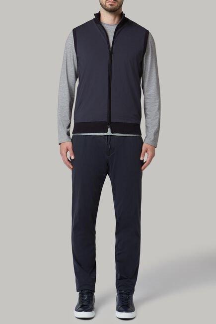 Navy Full-Zip Merino Wool And Jersey Knitted Waistcoat For Men - Regular, 3901_NAVY, large image number 0