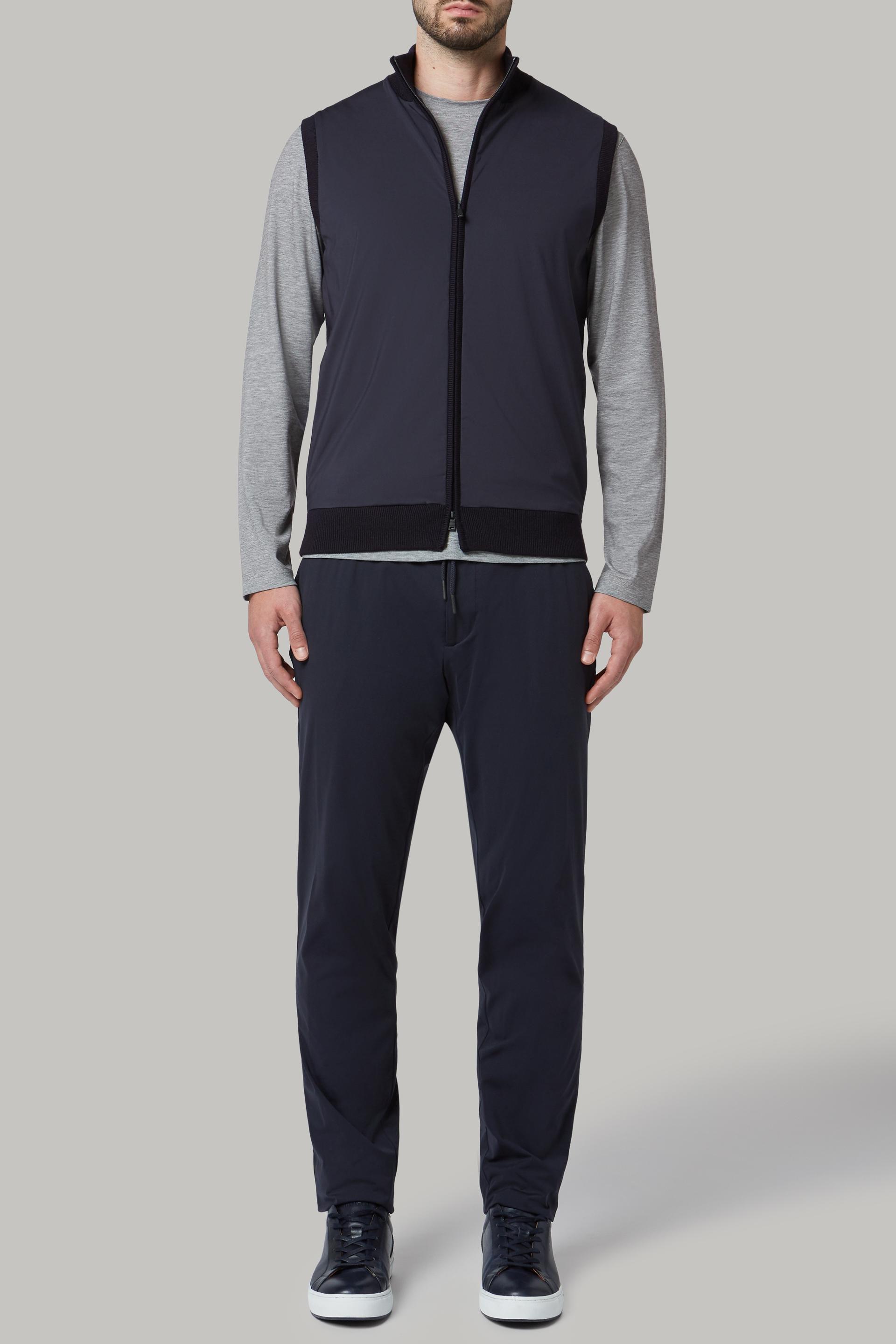 Navy Full-Zip Merino Wool And Jersey Knitted Waistcoat For Men - Regular, 3901_NAVY, large image number 2