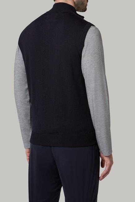 Navy Full-Zip Merino Wool And Jersey Knitted Waistcoat For Men - Regular, 3901_NAVY, large image number 7