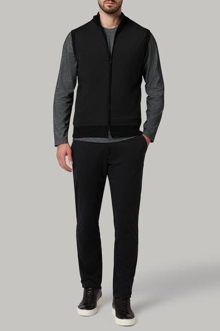 Black Full-Zip Merino Wool And Jersey Knitted Waistcoat For Men - Regular, 3901_NERO, large image number 0