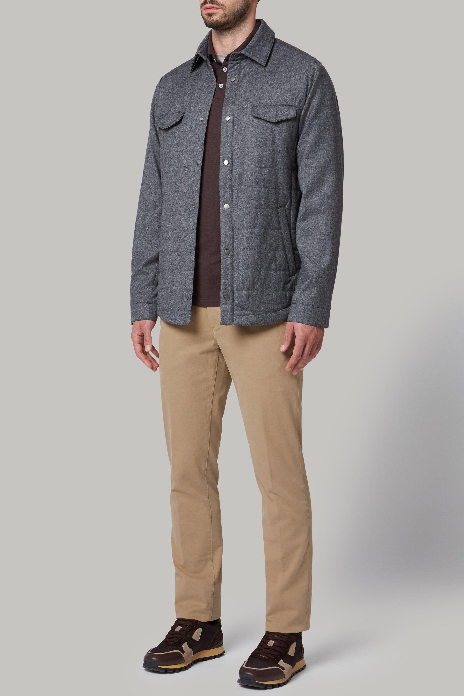 Quilted And Padded Flannel Shirt Jacket Grey, , medium