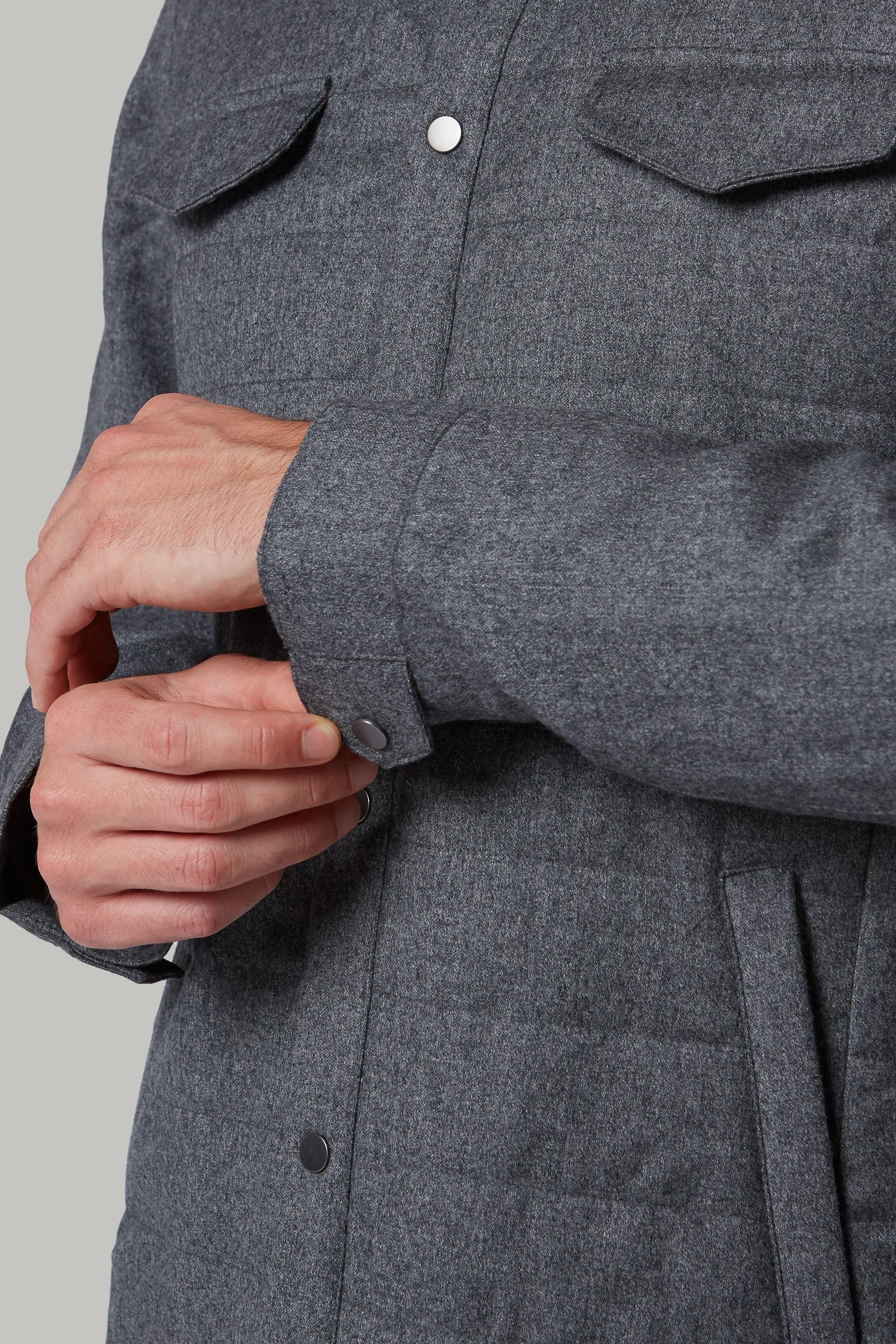 Quilted And Padded Flannel Shirt Jacket Grey, , large image number 1