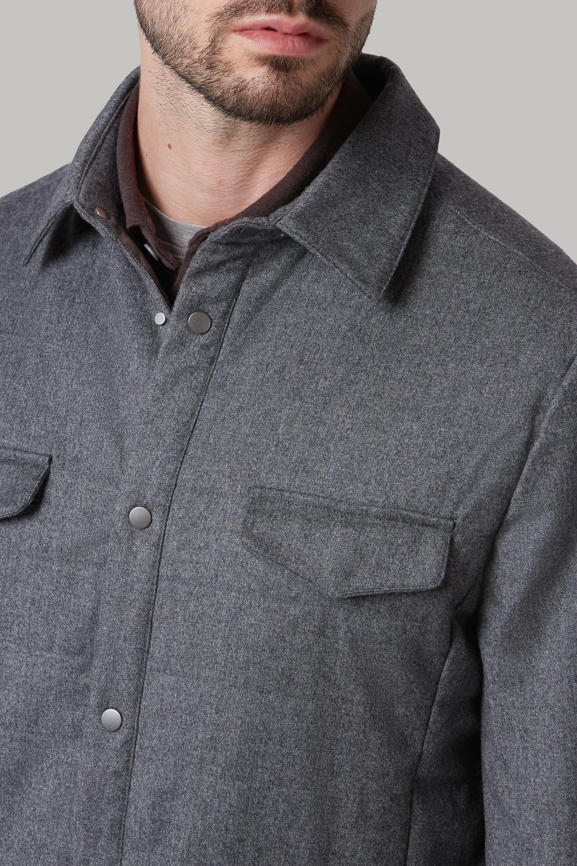 Quilted And Padded Flannel Shirt Jacket Grey, , large image number 2