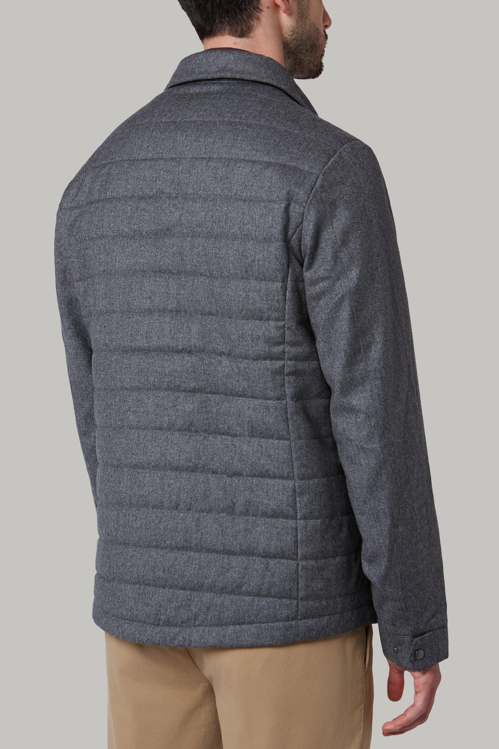 Quilted And Padded Flannel Shirt Jacket Grey, , large image number 6