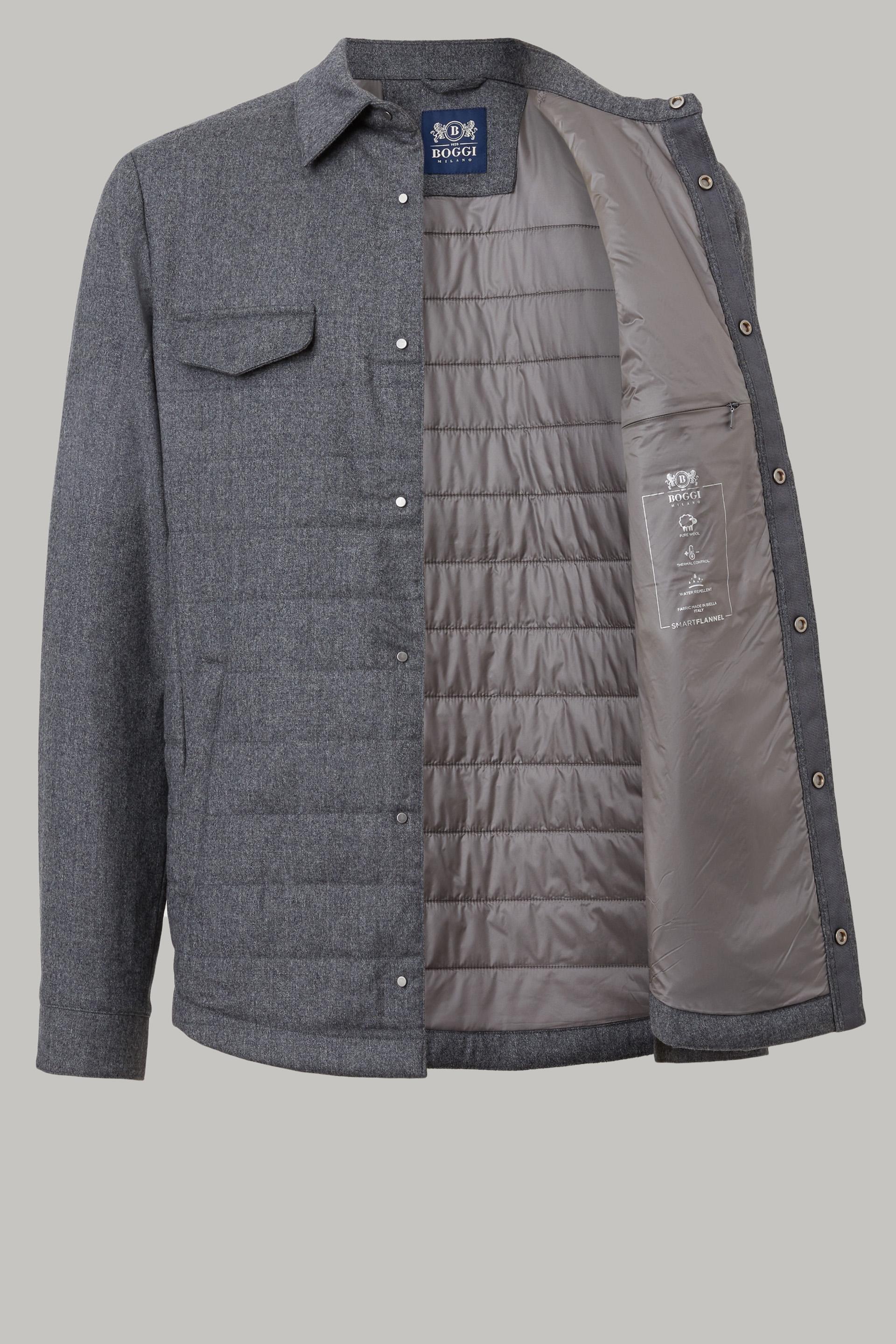 Quilted And Padded Flannel Shirt Jacket Grey, , large image number 7