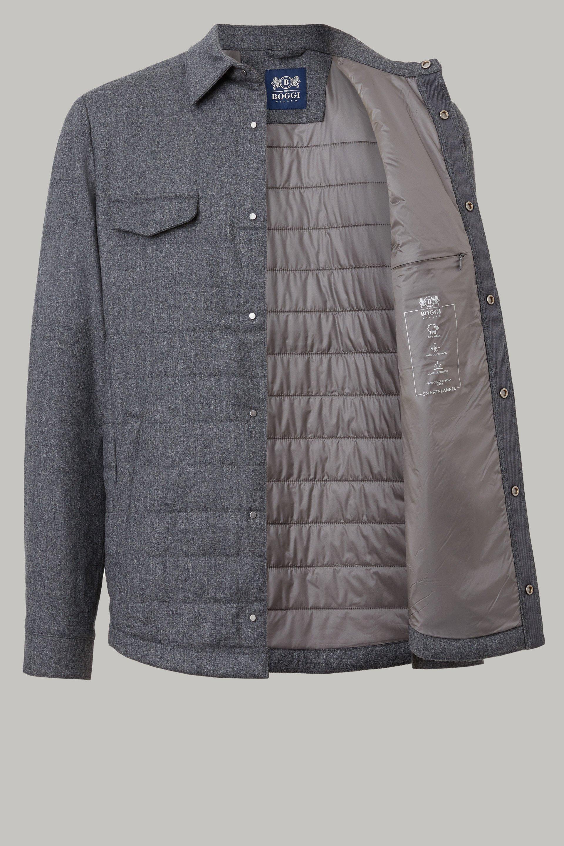 Quilted And Padded Flannel Shirt Jacket Grey, , large image number 8