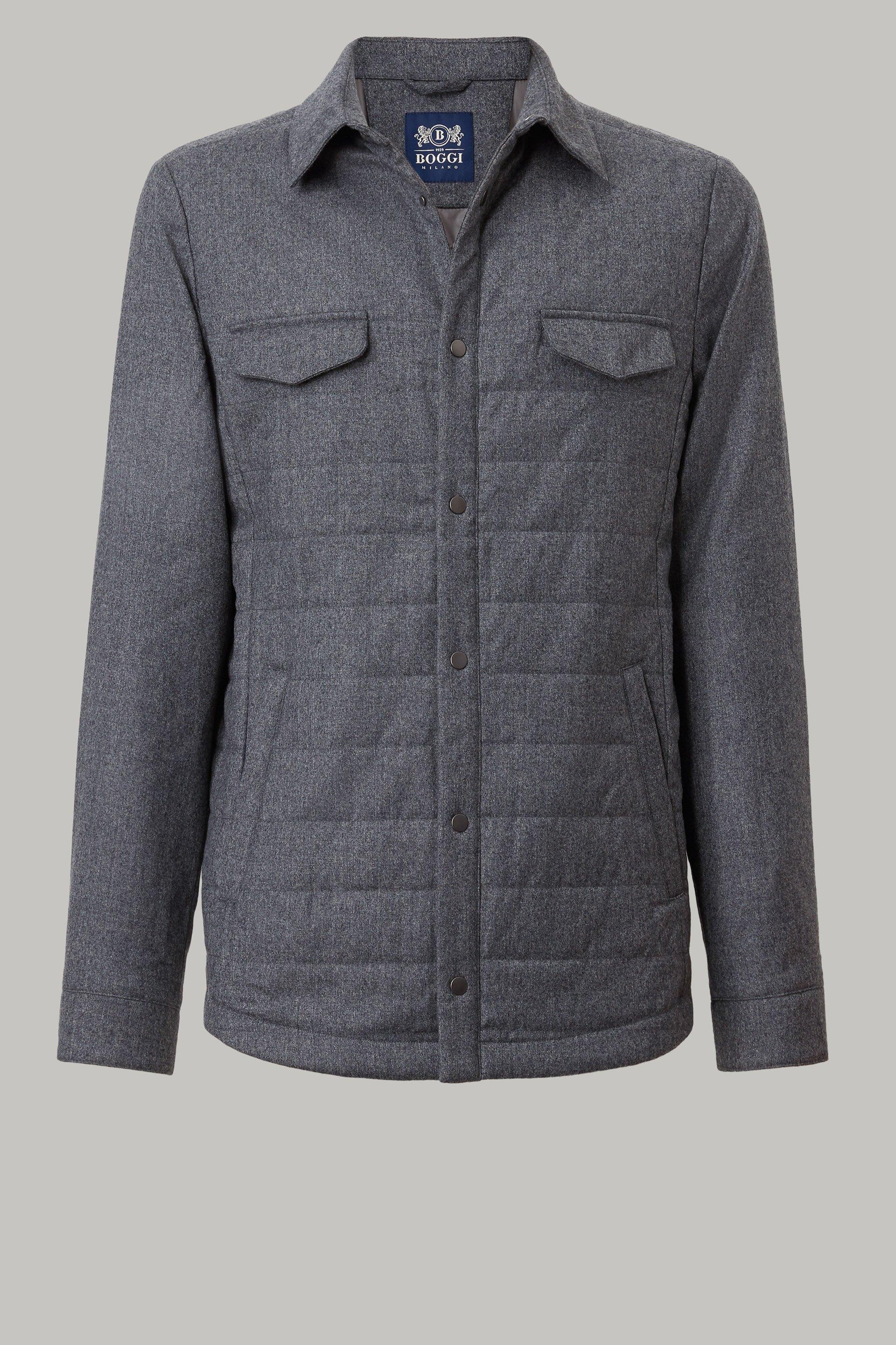 Quilted And Padded Flannel Shirt Jacket Grey, , large image number 9
