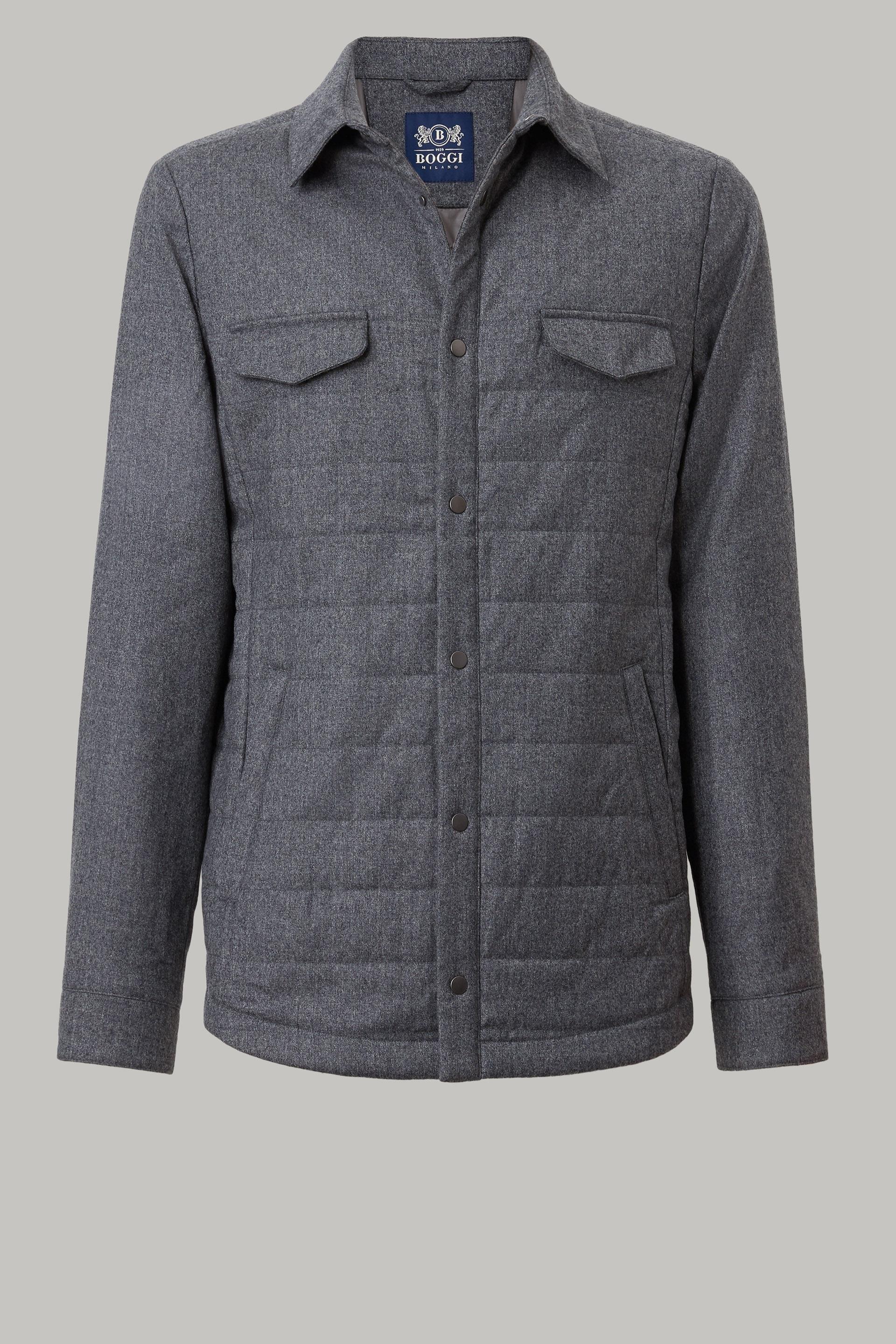 Quilted And Padded Flannel Shirt Jacket Grey, , large image number 10
