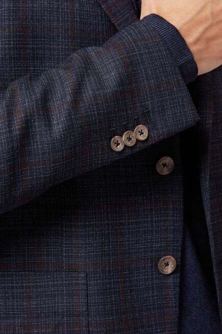 Blue Brown Checked Wool And Silk Jacket, , large image number 4