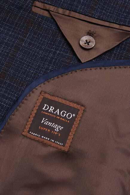 Blue Brown Checked Wool And Silk Jacket, , large image number 6
