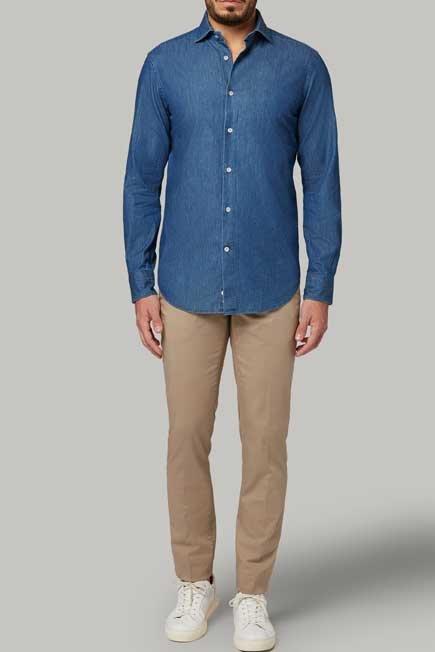 Blue REGULAR FIT COTTON DENIM SHIRT, Denim, medium