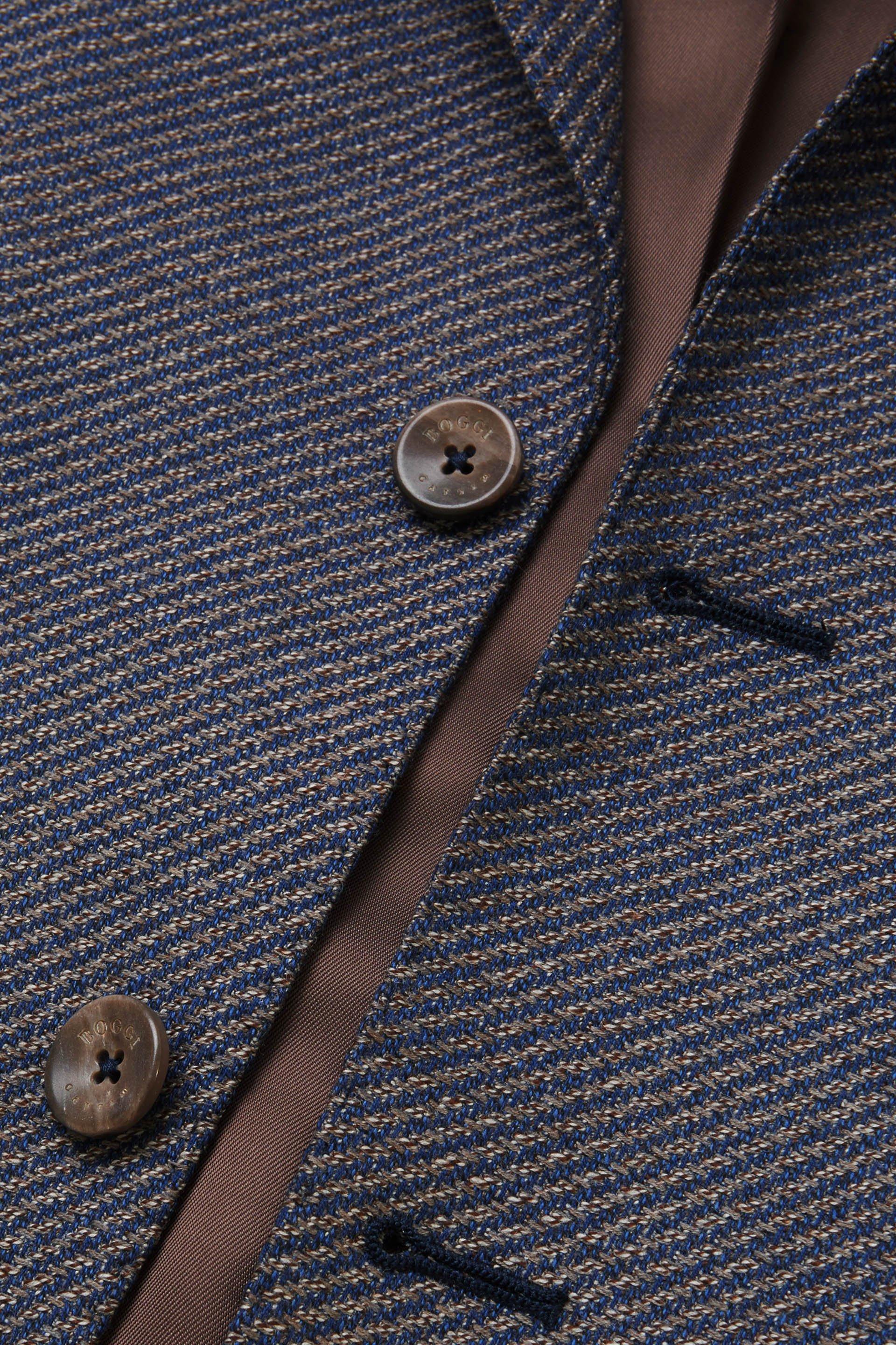 Dark Brown Light Blue Diagonal Wool Jacket For Men - Regular, 3901_MAAZ, large image number 4