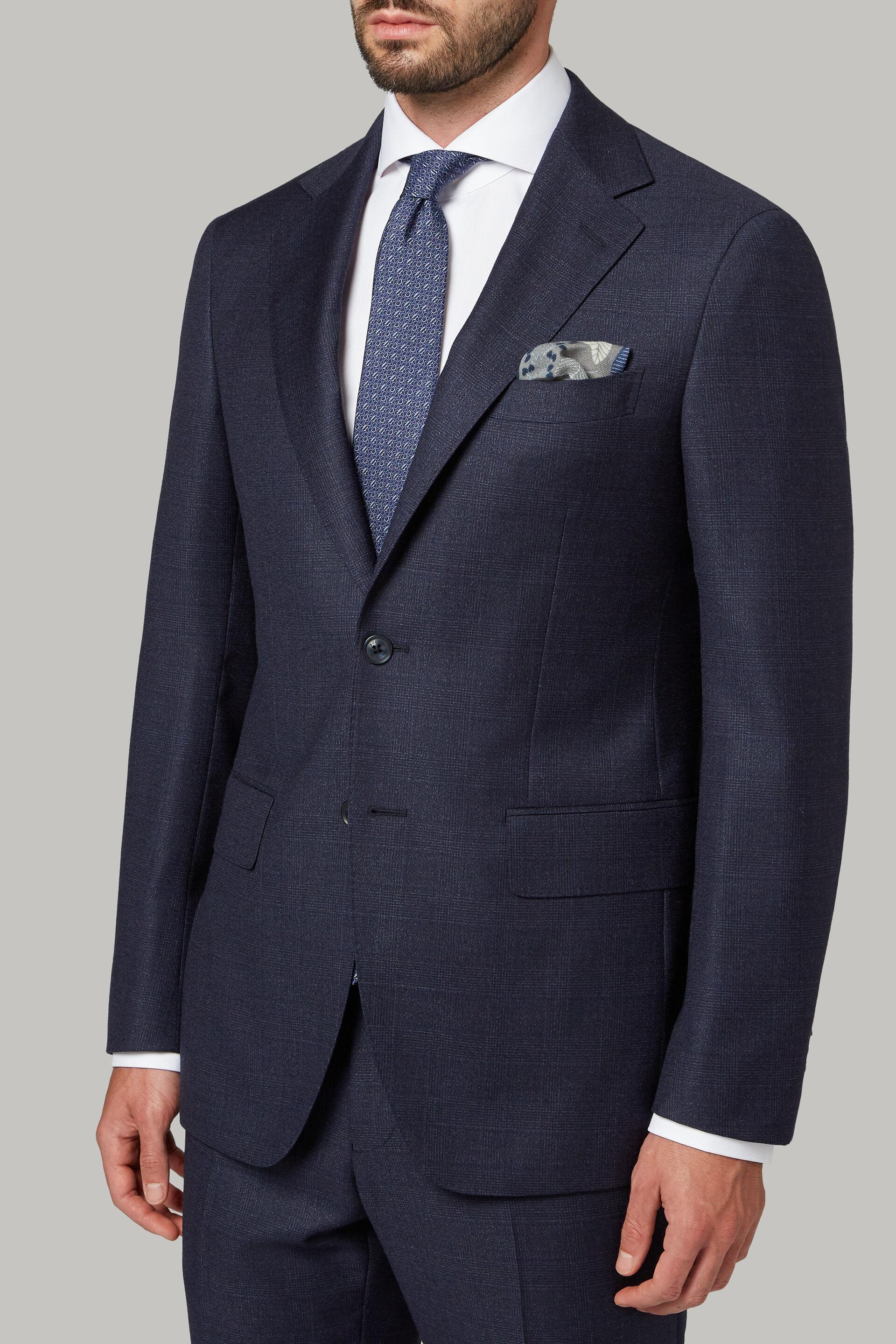 Blue Prince Of Wales Check Wool Suit For Men - Regular, 3901_BLU, large image number 1
