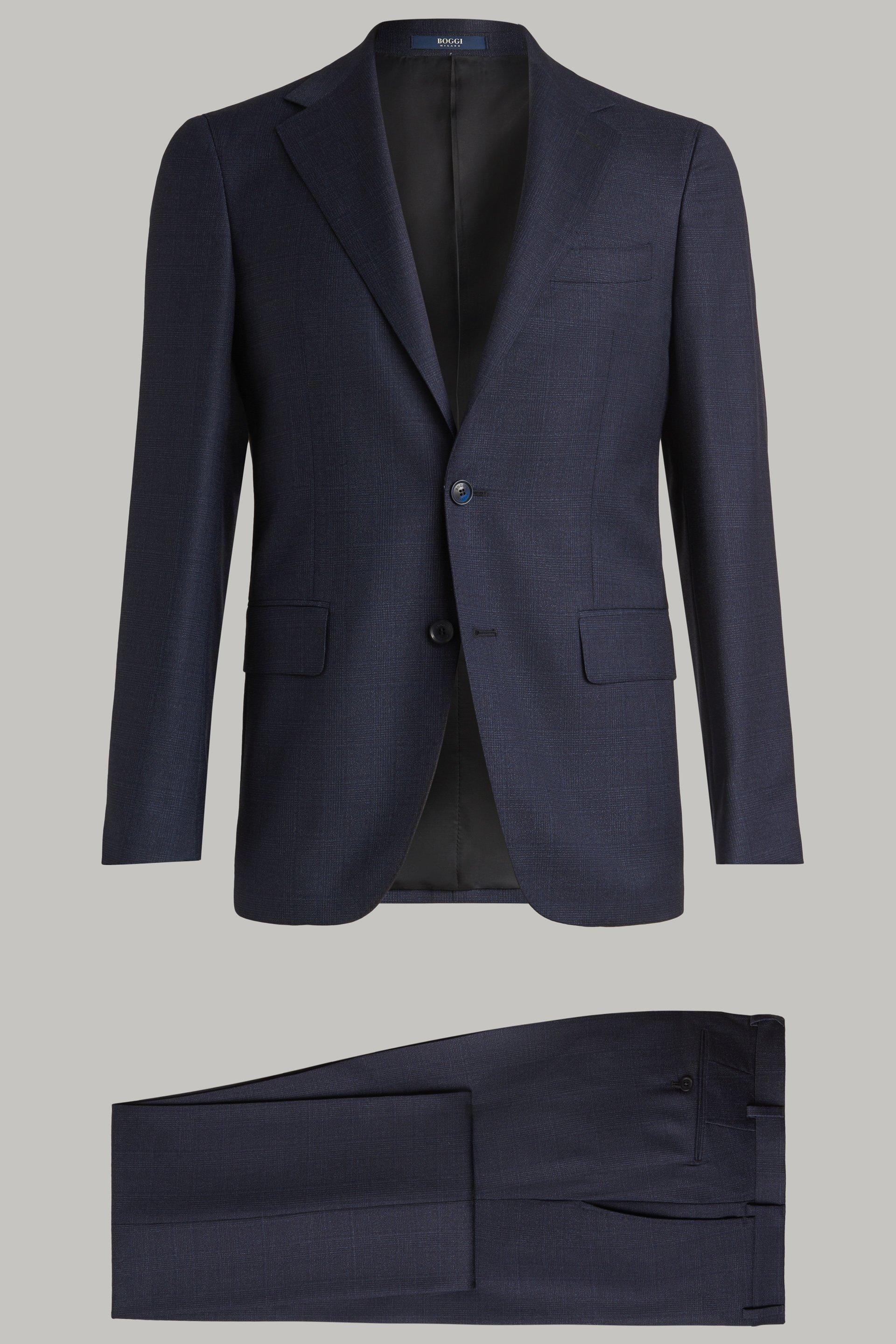 Blue Prince Of Wales Check Wool Suit For Men - Regular, 3901_BLU, large image number 2
