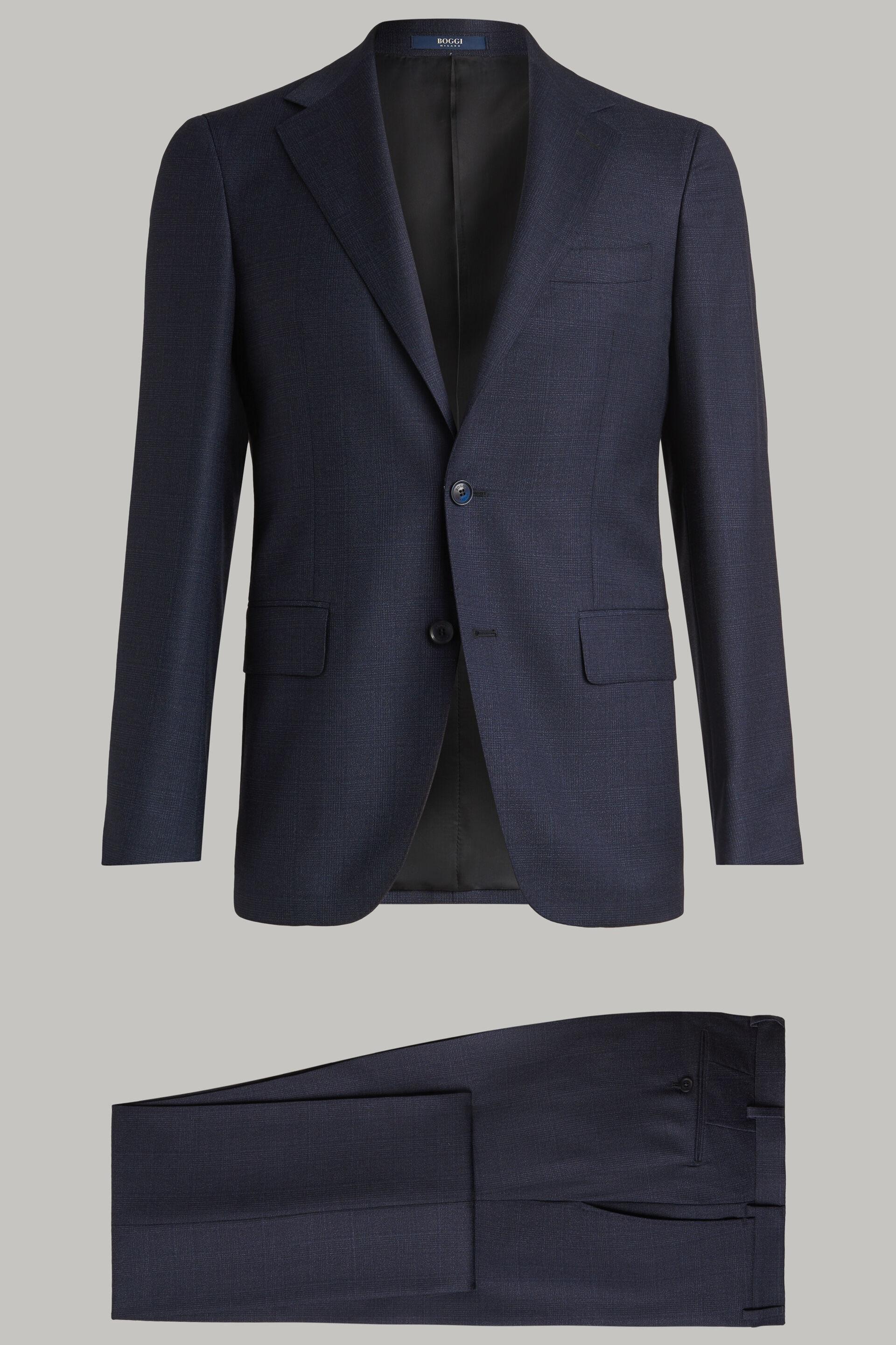 Blue Prince Of Wales Check Wool Suit For Men - Regular, 3901_BLU, large image number 3