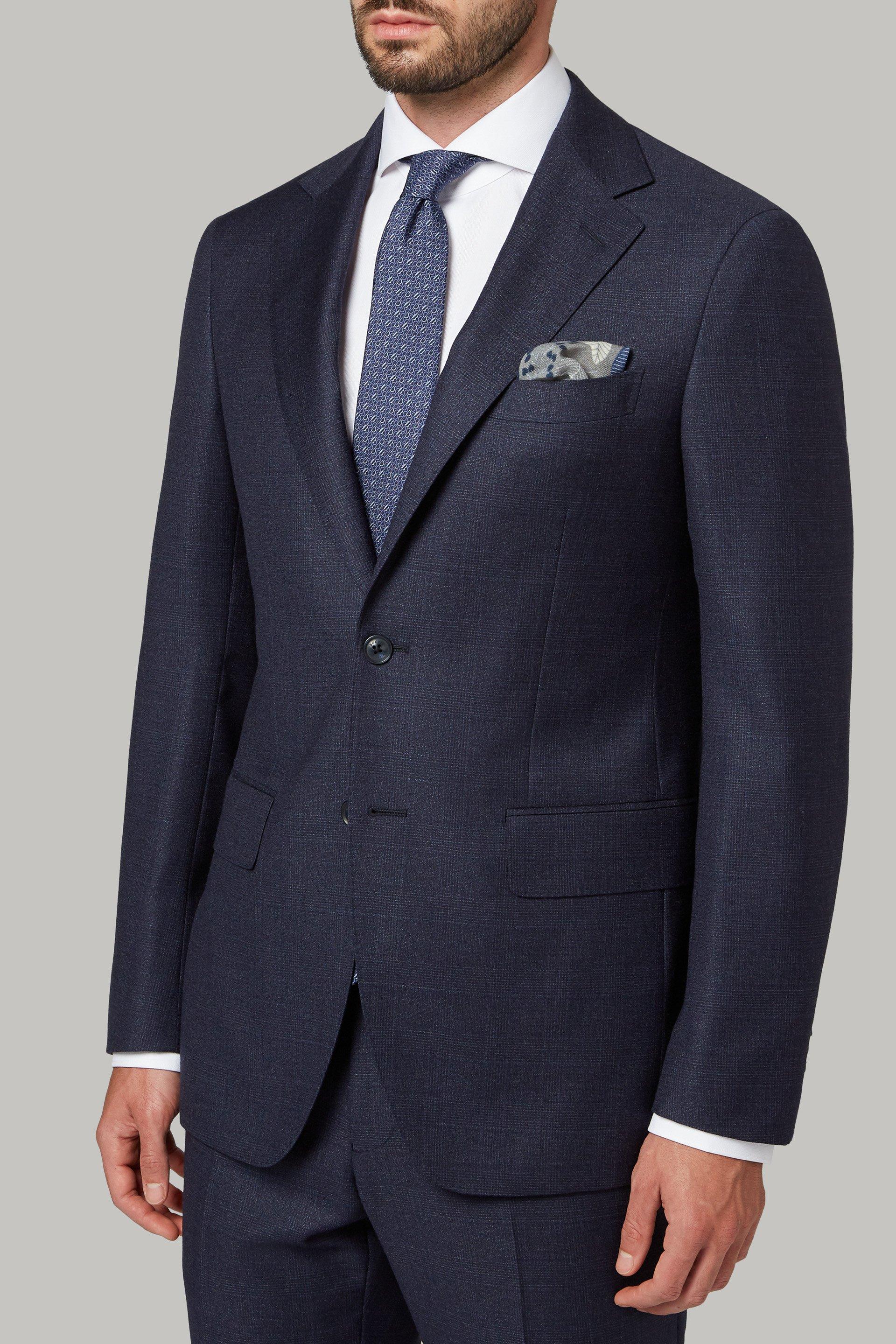 Blue Prince Of Wales Check Wool Suit For Men - Regular, 3901_BLU, large image number 4
