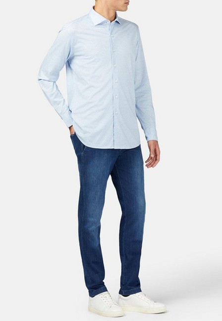 Boggi Milano - Light Blue Cotton Pique Regular Fit Polo Shirt