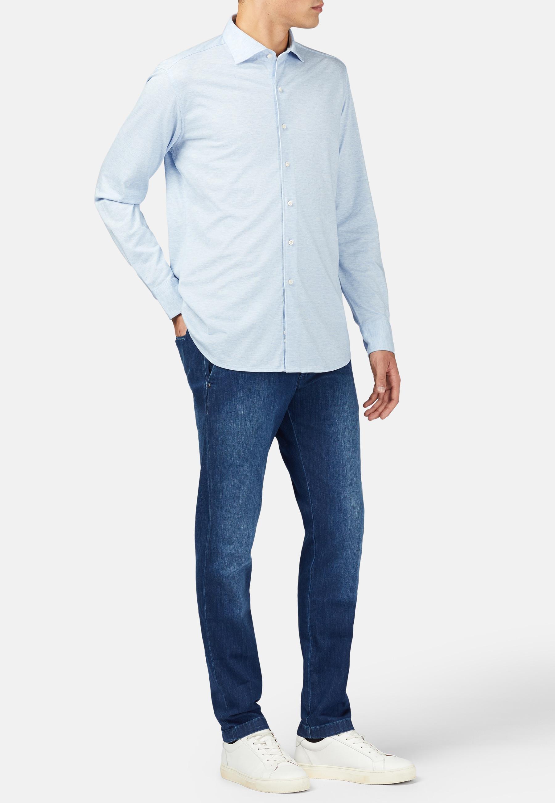 Blue Cotton Pique Polo Shirt, , medium
