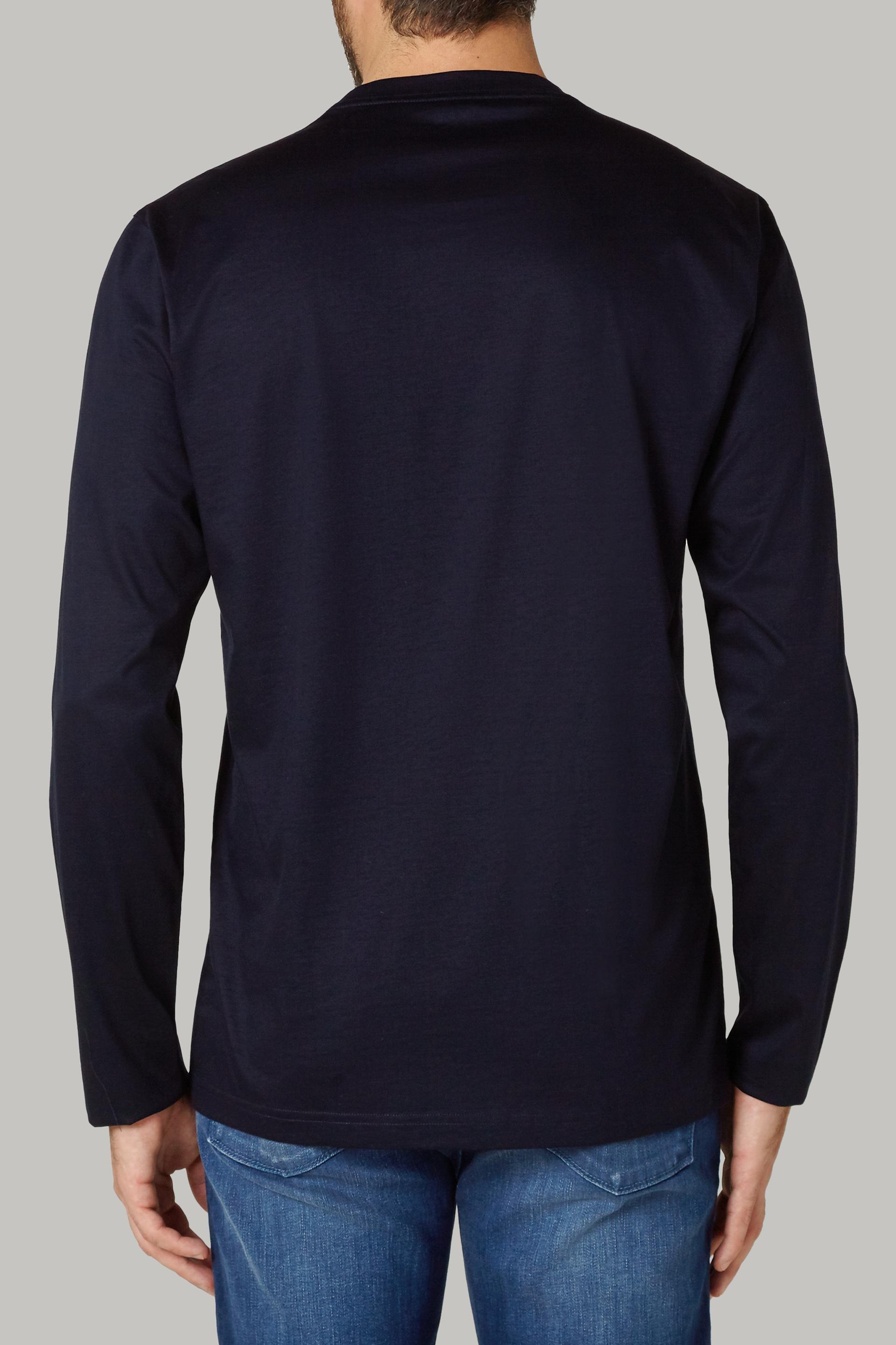 Blue Long-Sleeved Pima Cotton Jersey T-Shirt, , large image number 2