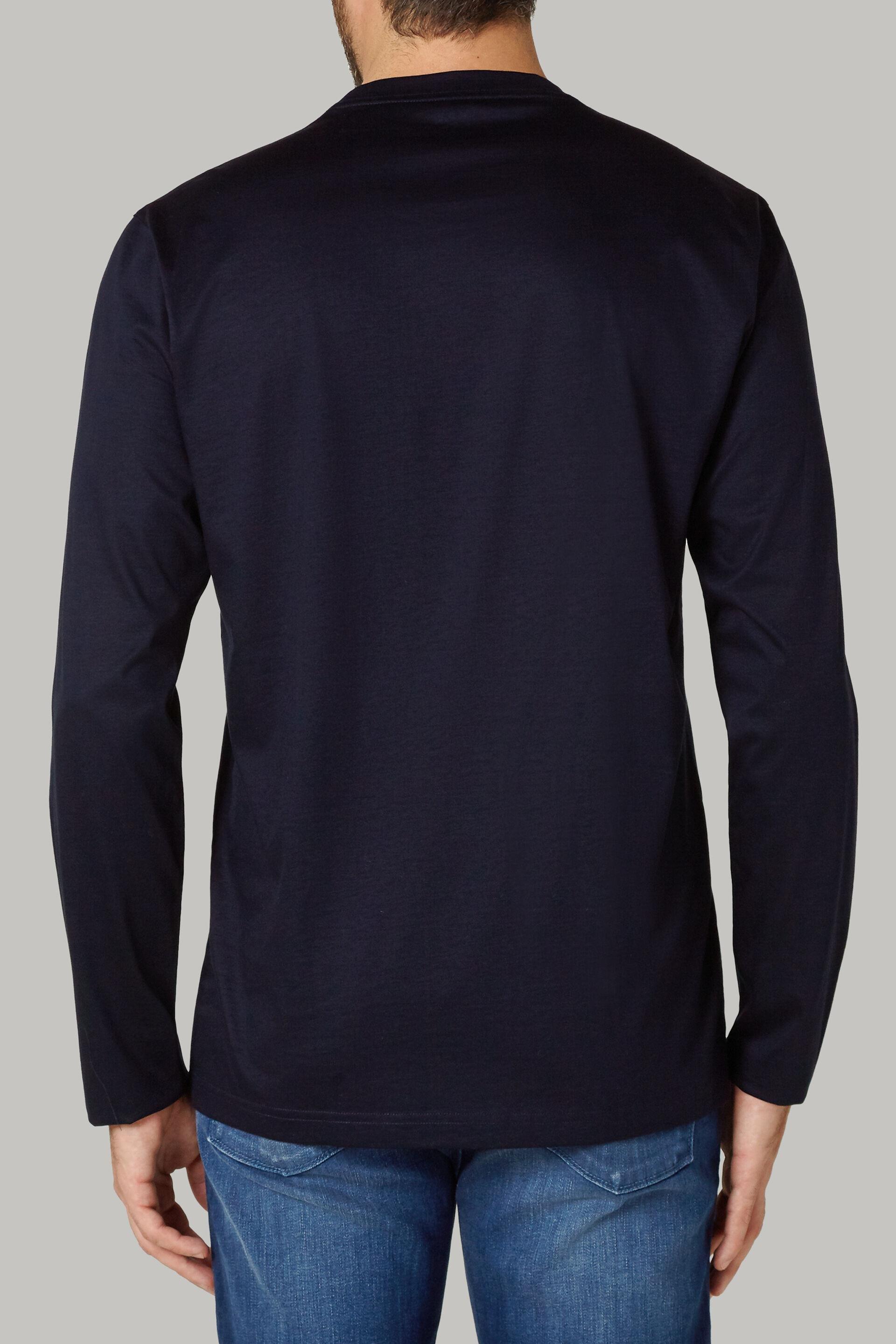 تي شيرت جيرسي من قطن بيما بأكمام طويلة باللون الأزرق, Navy blue, large image number 3