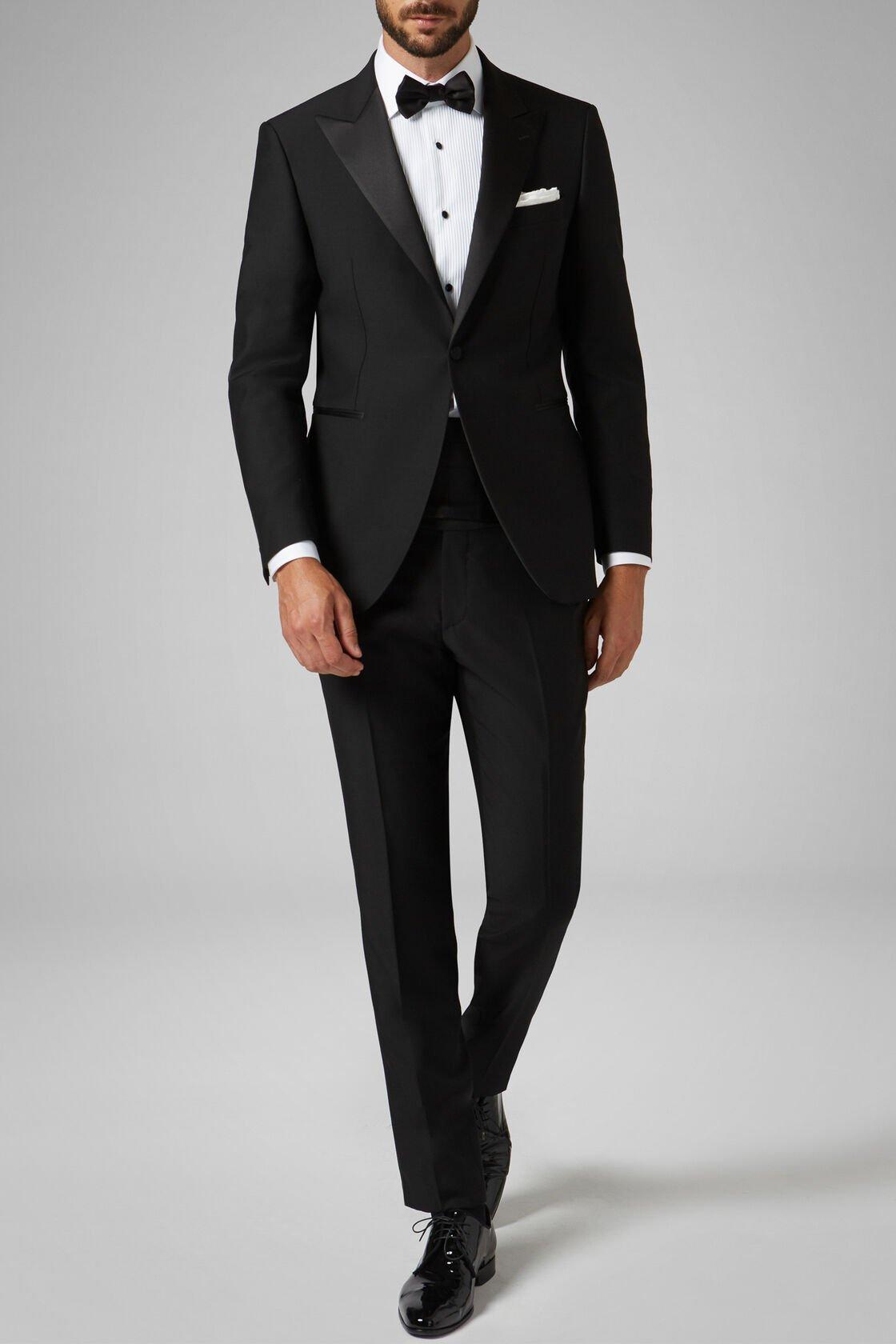 Black Peak Lapel Smoking Blazer, , large image number 0