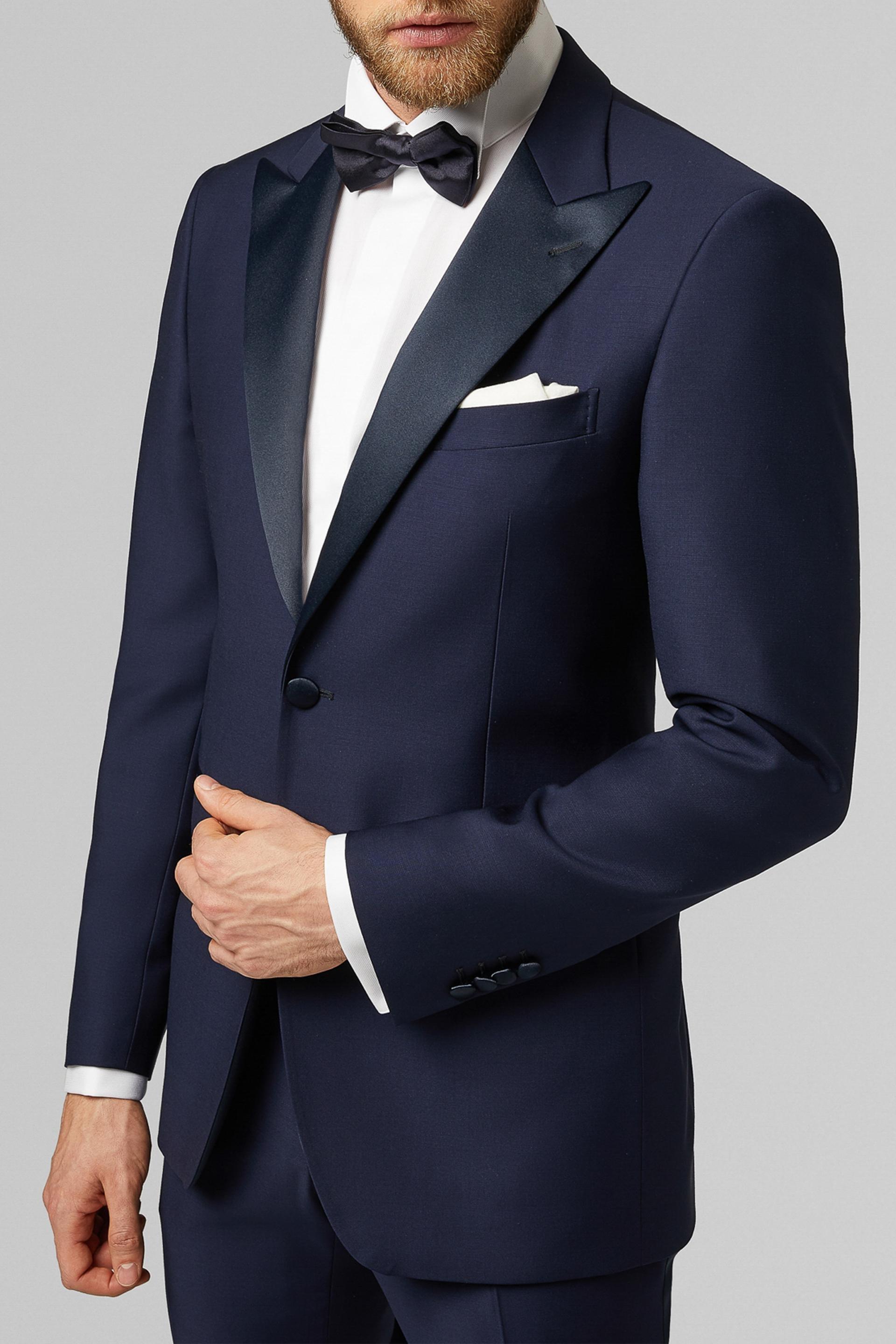 Navy Wool Peak Lapels Tuxedo Jacket, , large image number 0