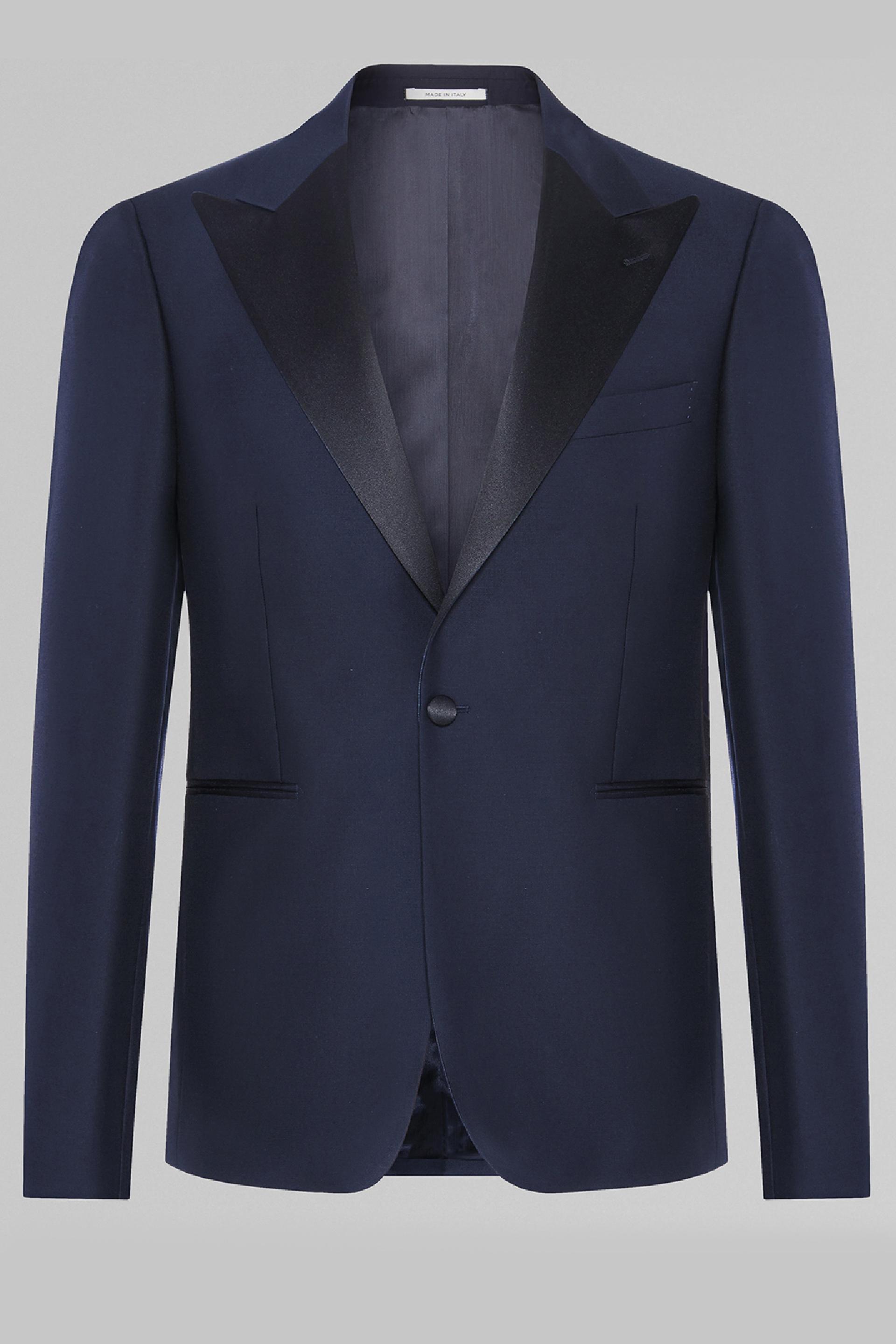 Navy Wool Peak Lapels Tuxedo Jacket, , large image number 1