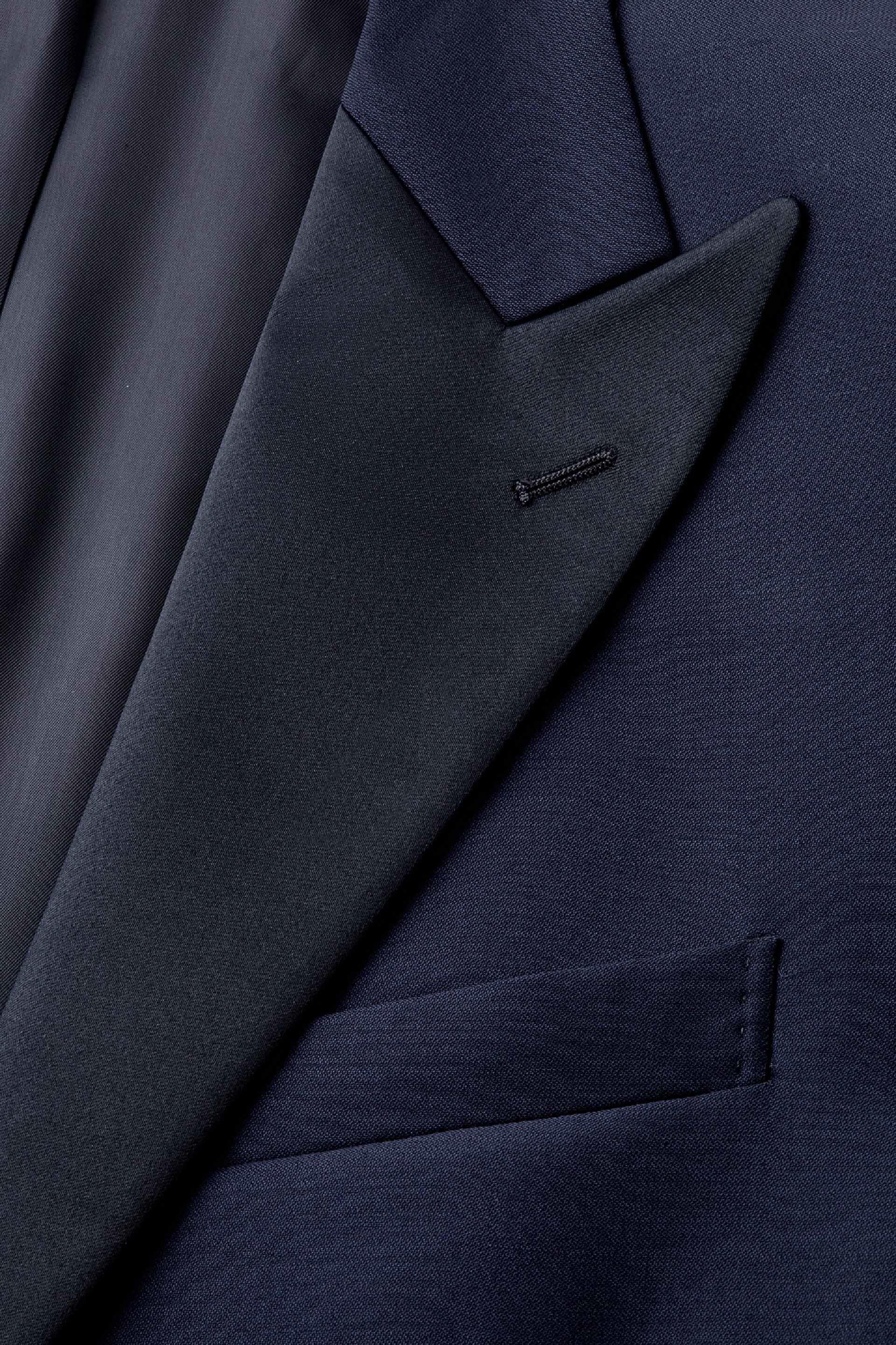 Navy Wool Tuxedo Jacket With Peak Lapels Blue, Navy blue, large image number 4