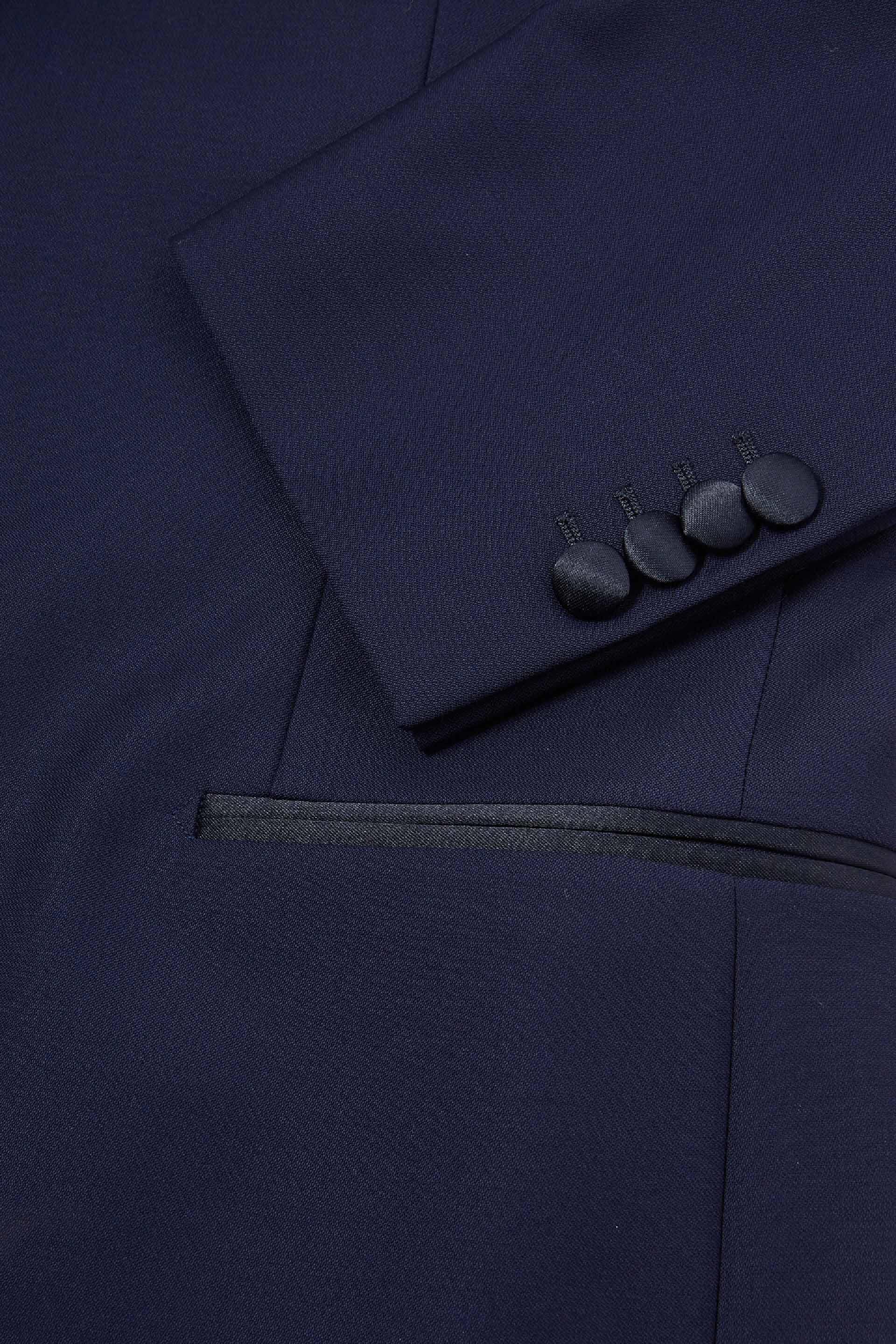 Navy Wool Tuxedo Jacket With Peak Lapels Blue, Navy blue, large image number 5