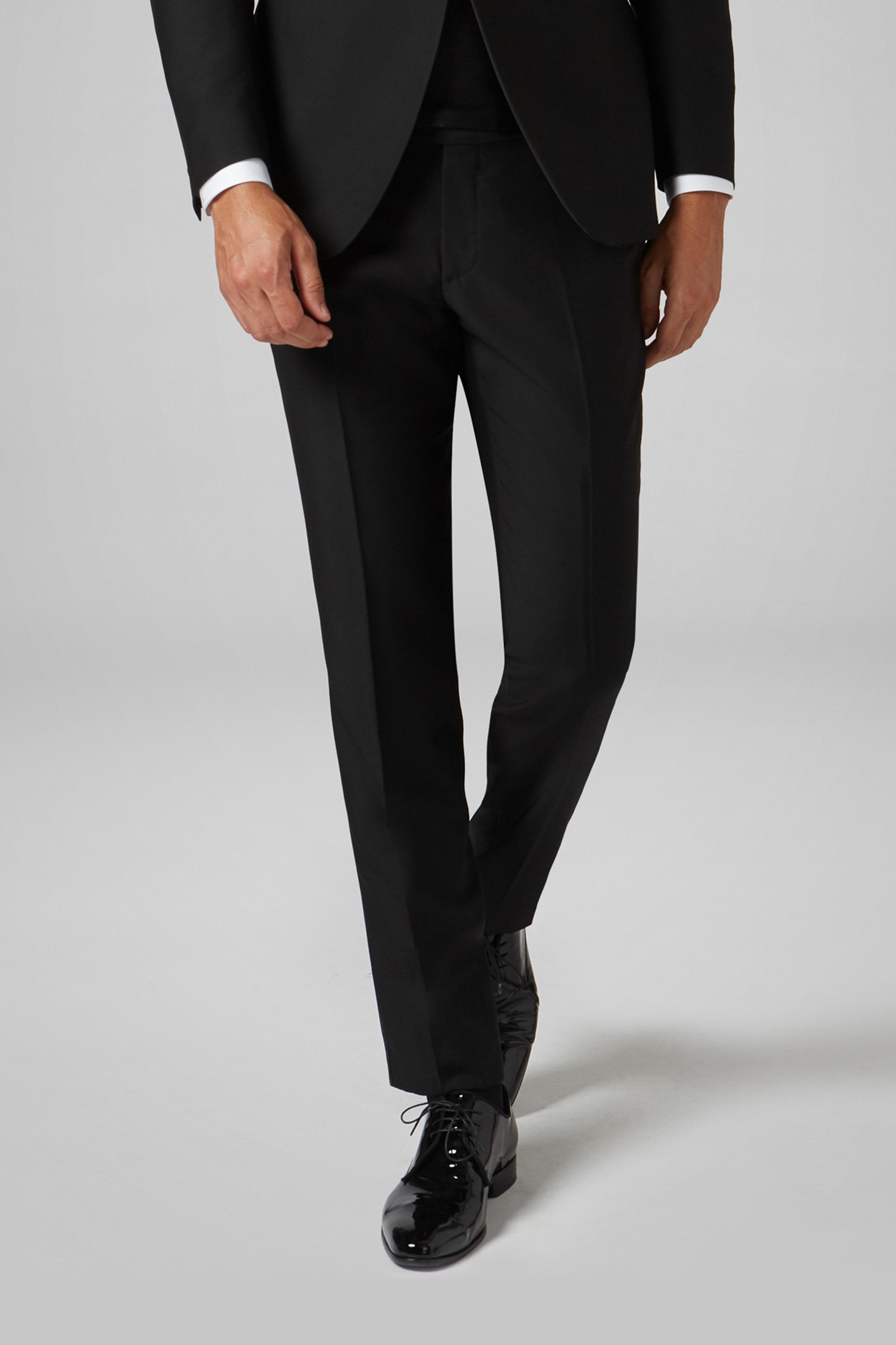 Black Satin Side Stripes Smoking Trousers, , large image number 1